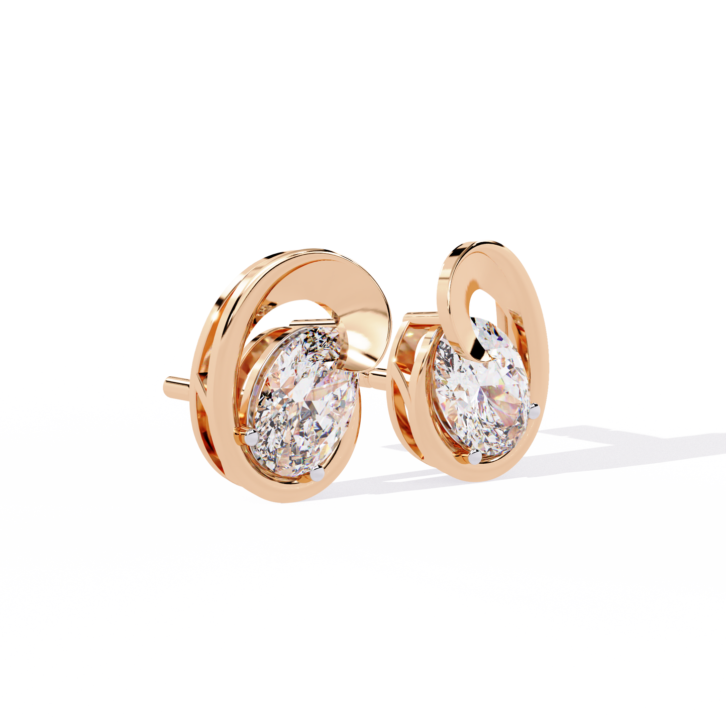 aura swirl pear solitaire lab grown diamond studs