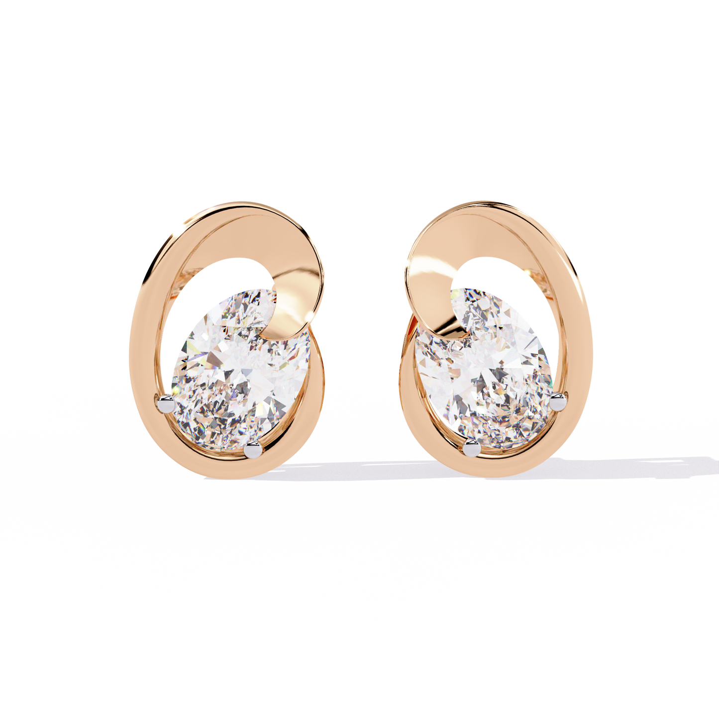 aura swirl pear solitaire lab grown diamond studs