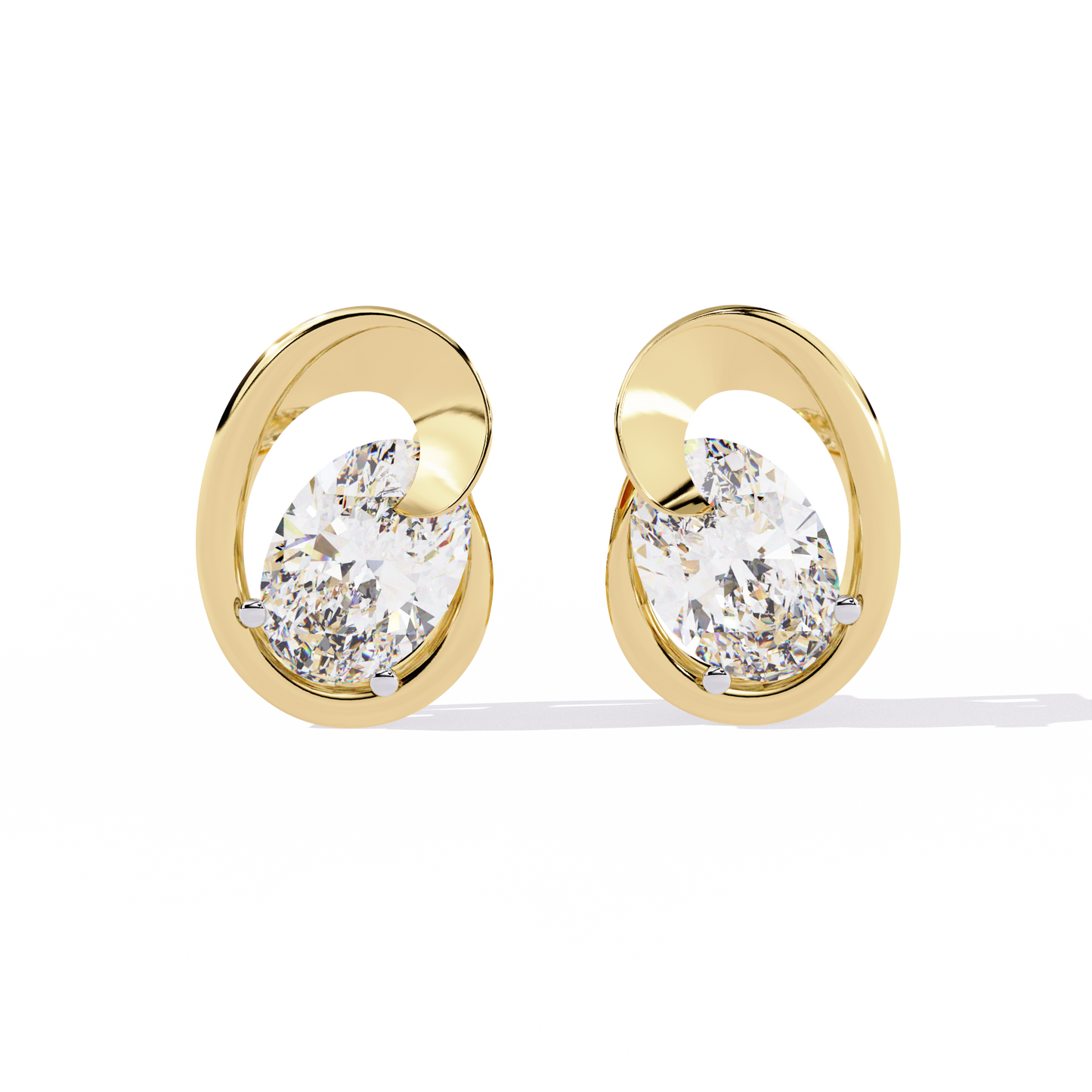 aura swirl pear solitaire lab grown diamond studs