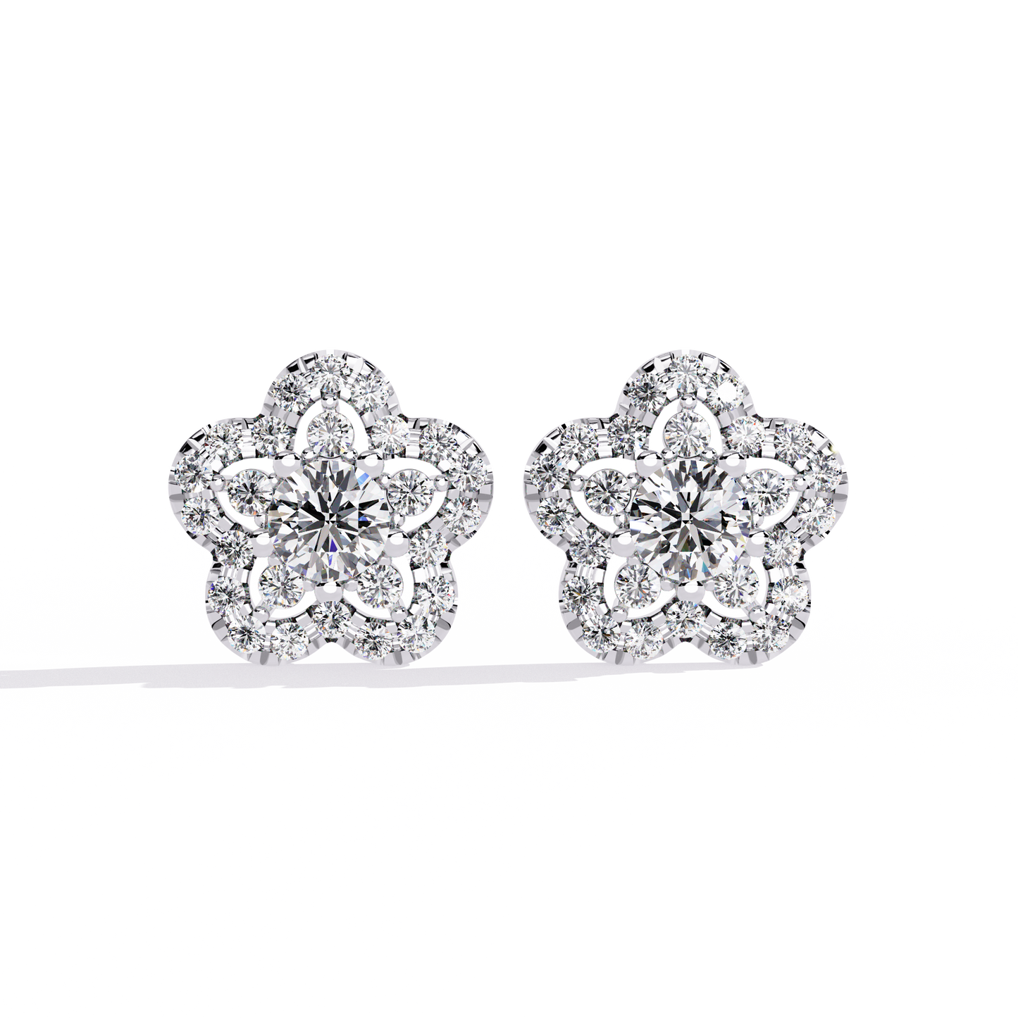 fleur halo cluster lab grown diamond studs