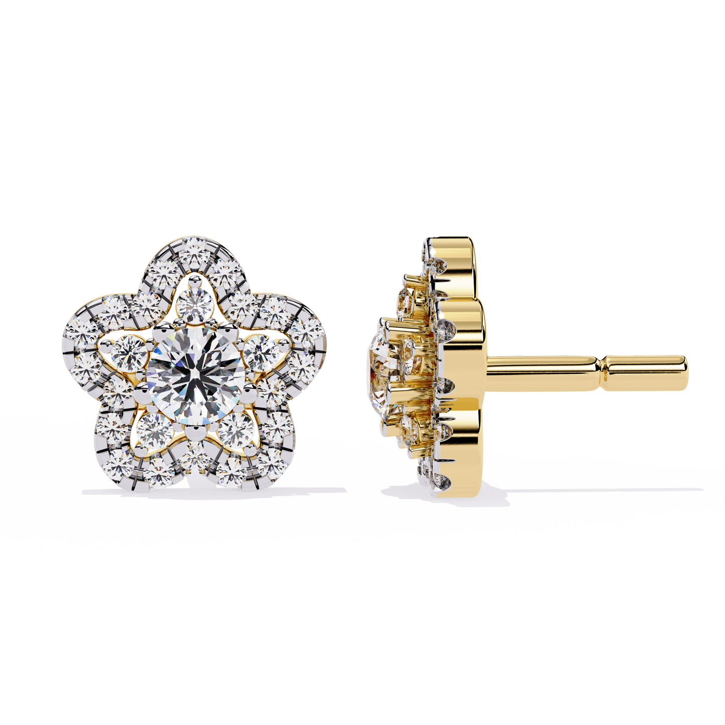 fleur halo cluster lab grown diamond studs