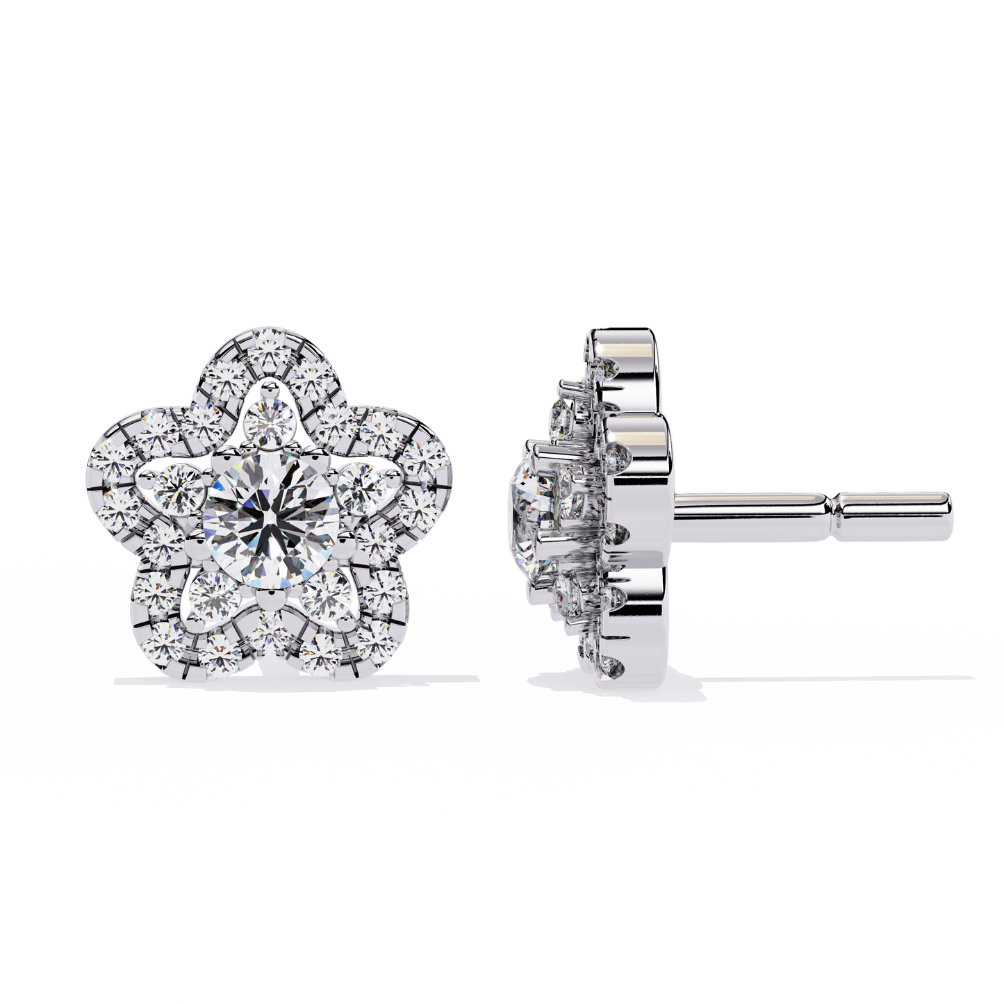 fleur halo cluster lab grown diamond studs