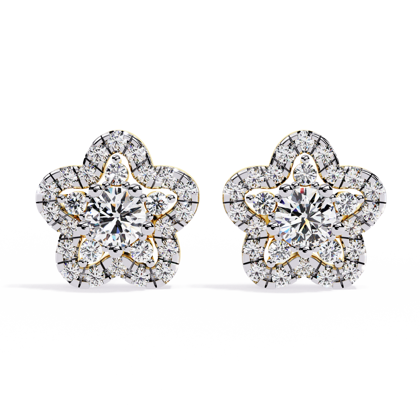 fleur halo cluster lab grown diamond studs