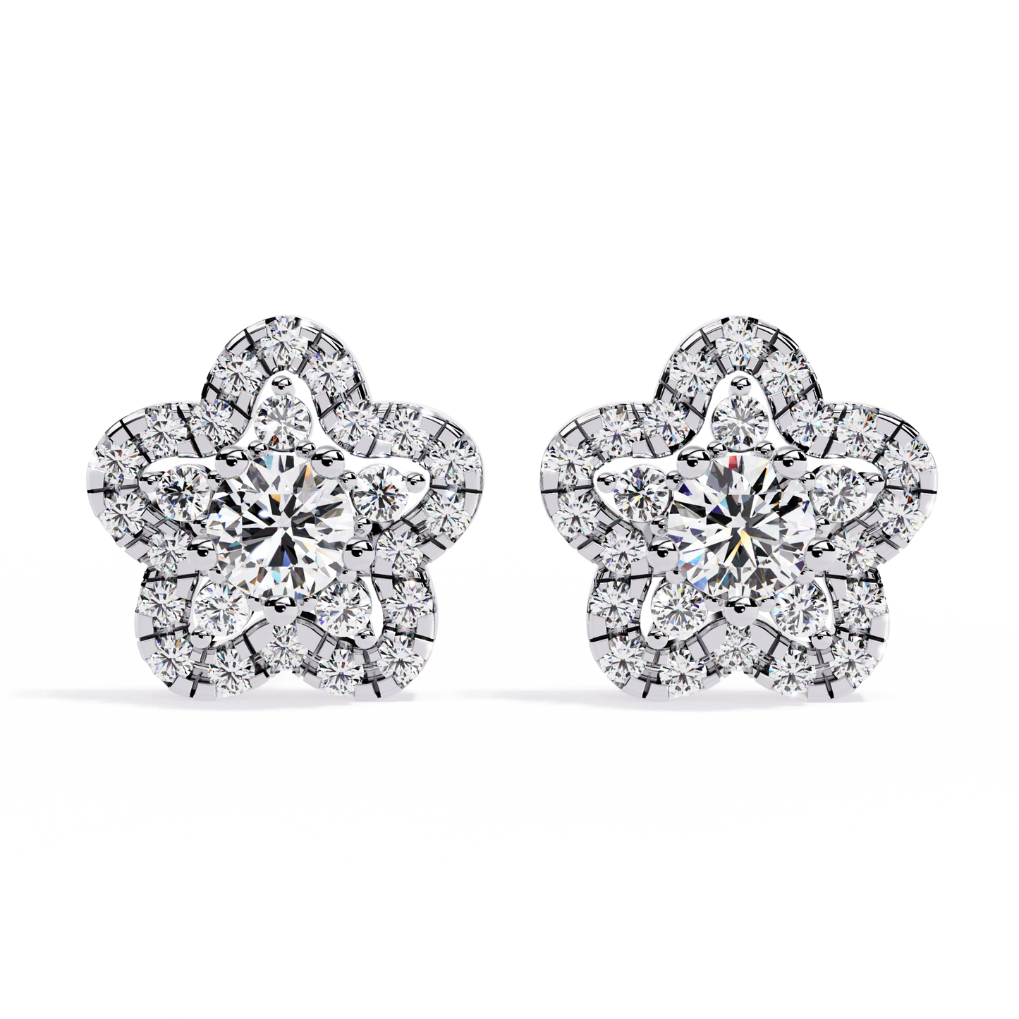 fleur halo cluster lab grown diamond studs