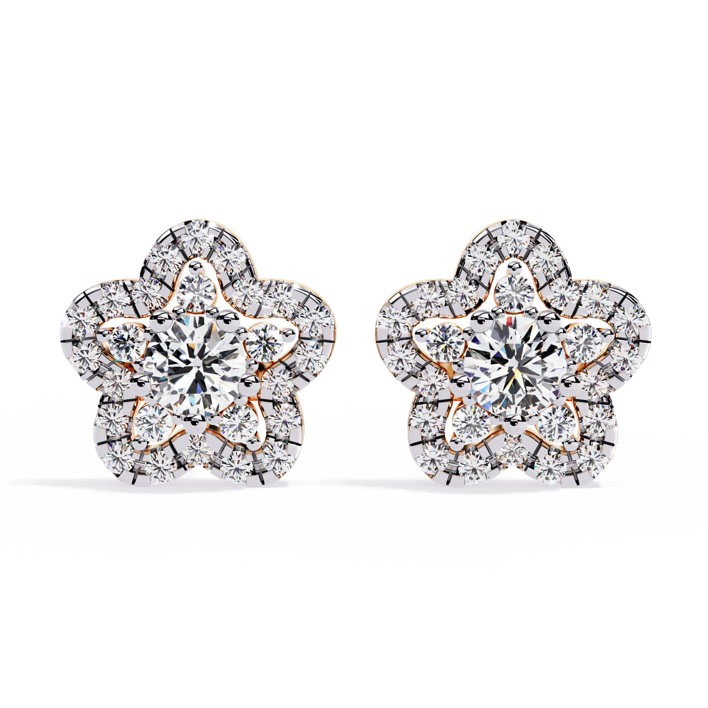 fleur halo cluster lab grown diamond studs