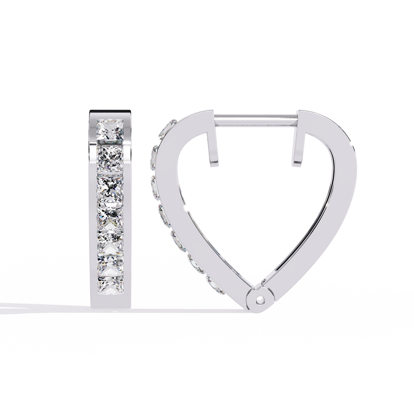 lovelink princess channel heart lab grown diamond hoops