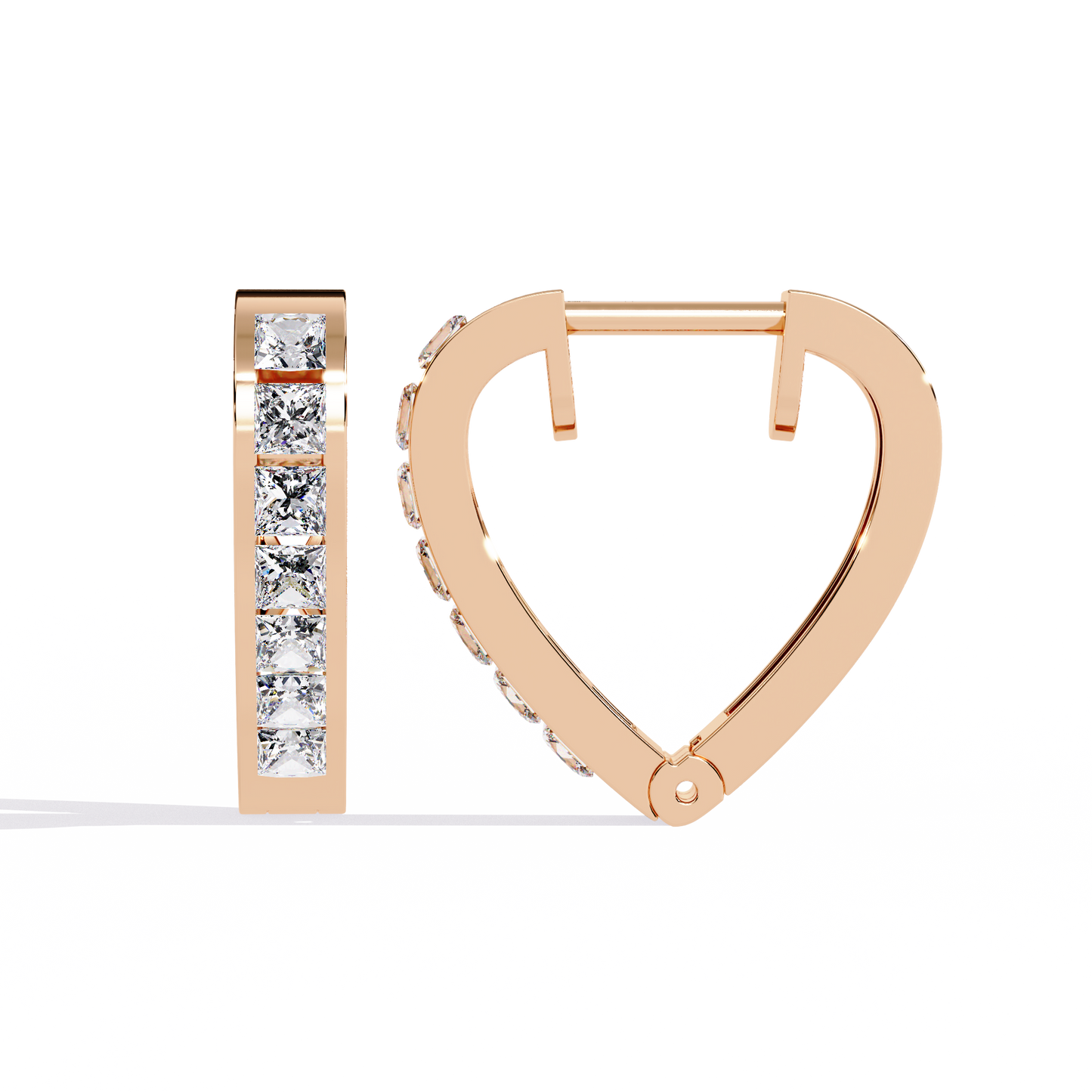 lovelink princess channel heart lab grown diamond hoops