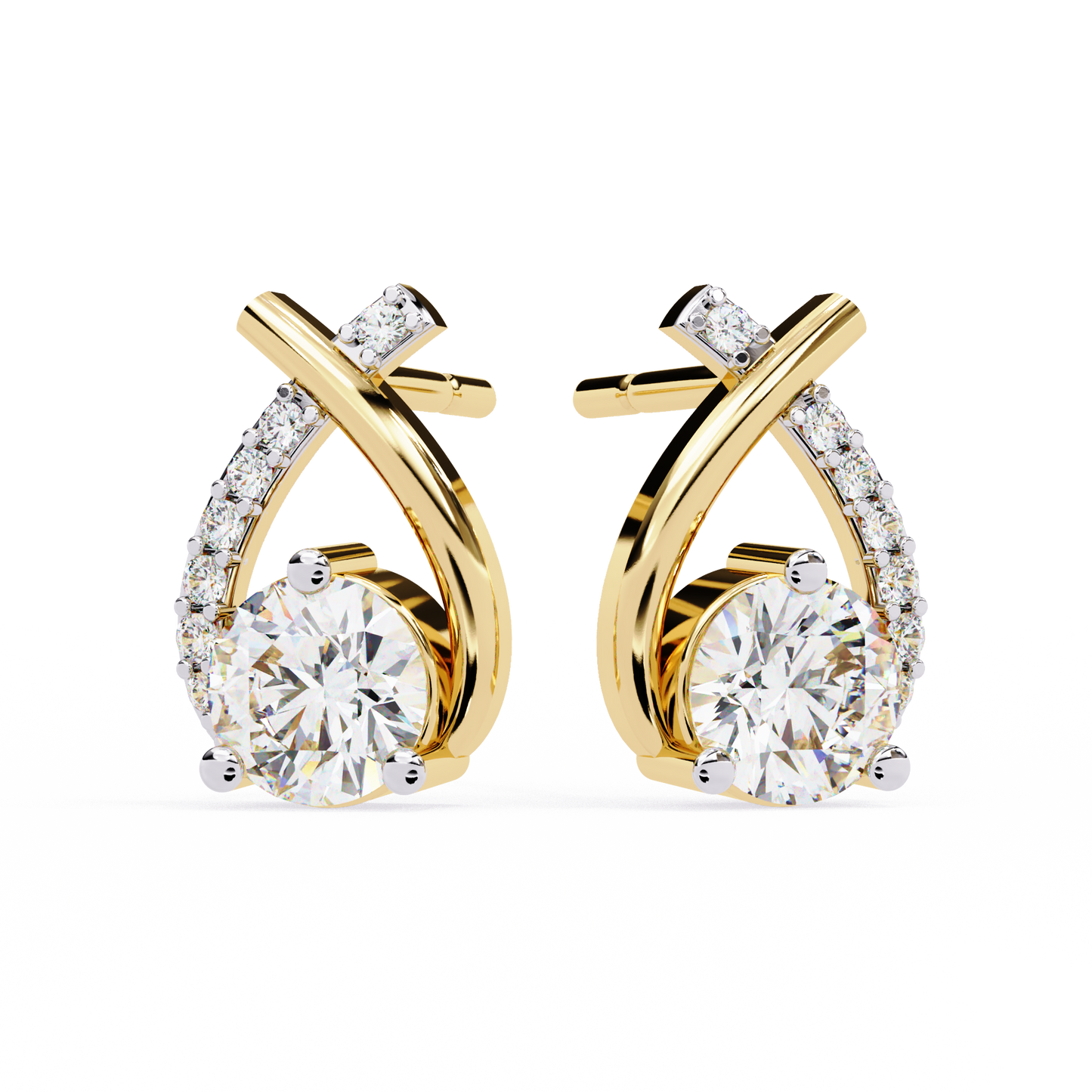 celeste bypass solitaire lab grown diamond studs