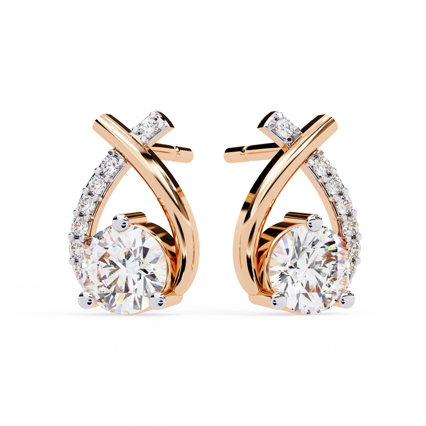 celeste bypass solitaire lab grown diamond studs