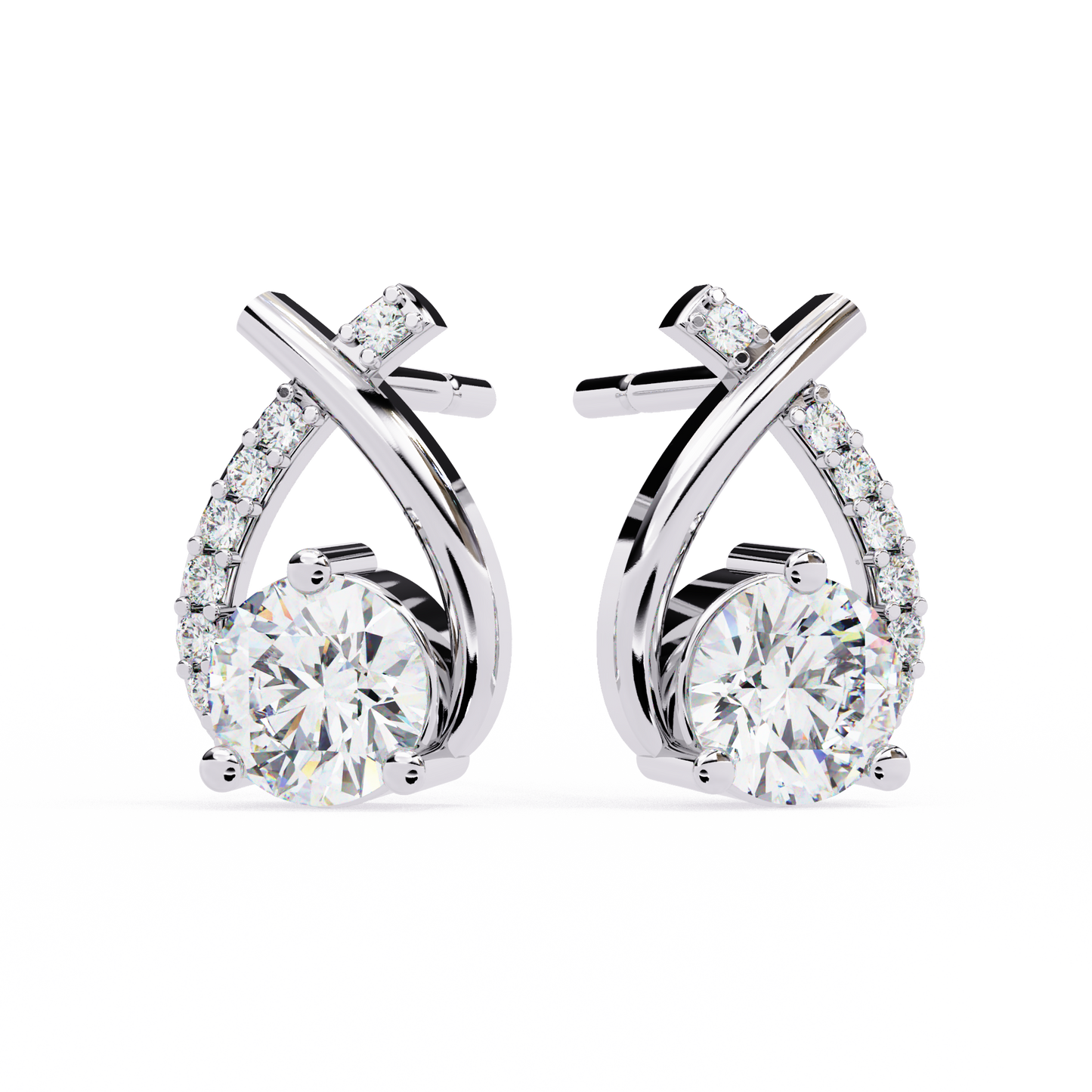 celeste bypass solitaire lab grown diamond studs