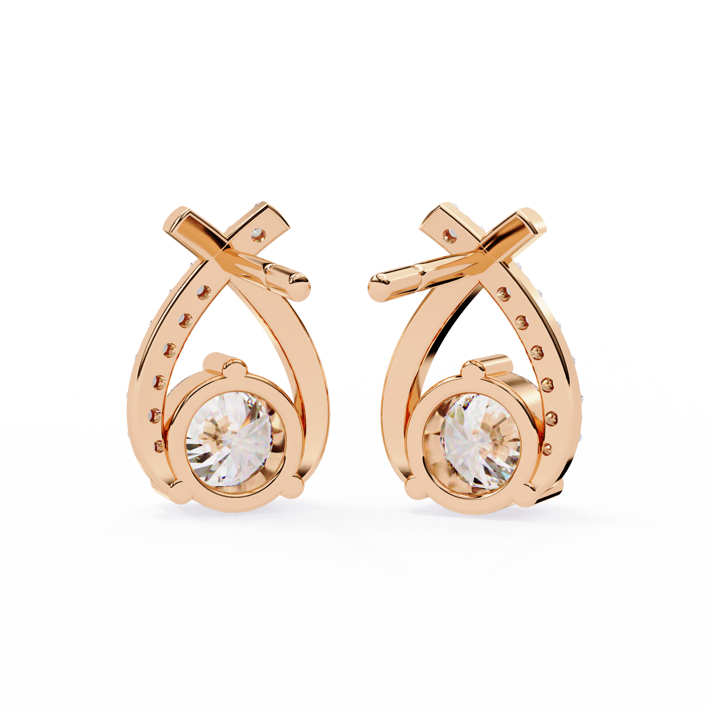 celeste bypass solitaire lab grown diamond studs