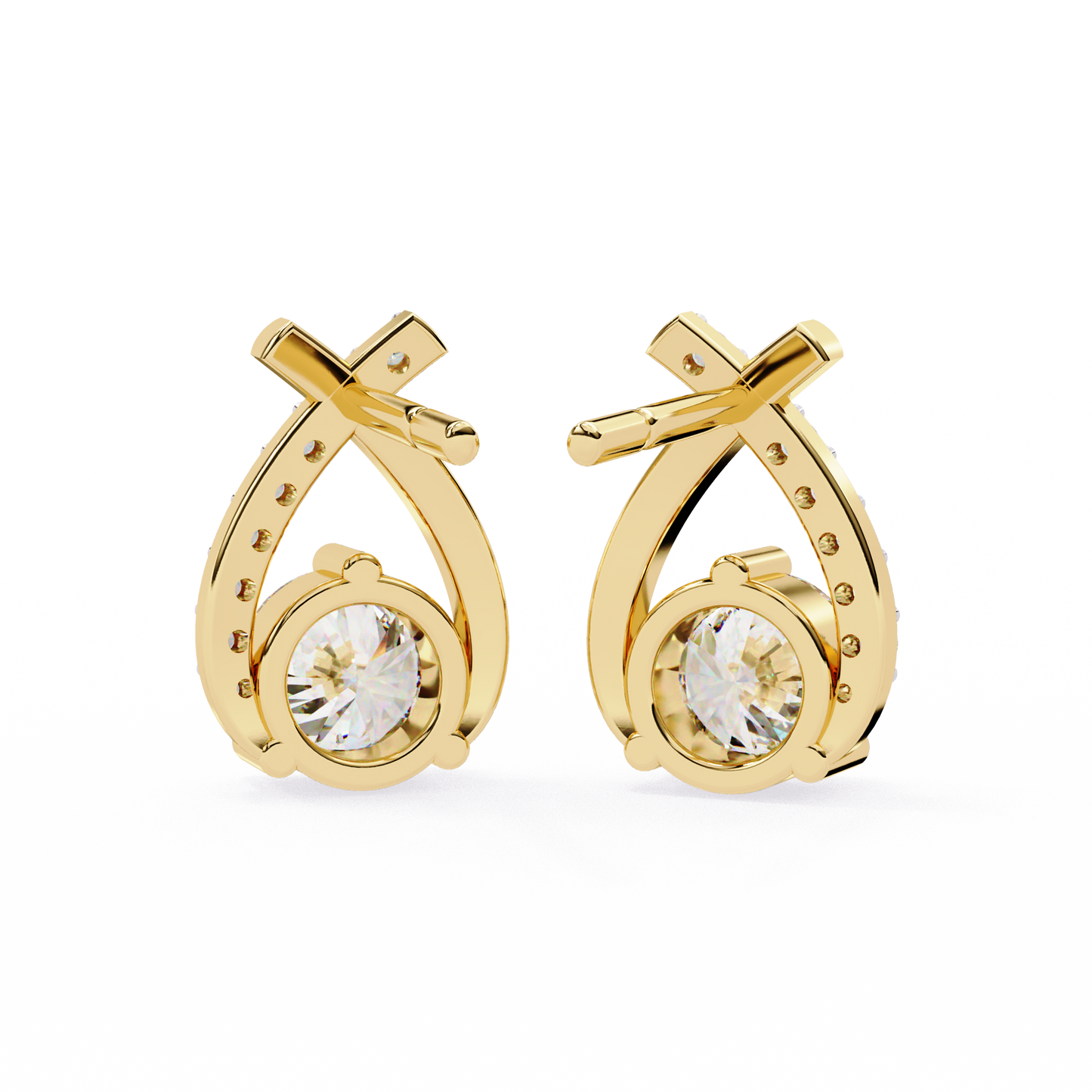 celeste bypass solitaire lab grown diamond studs