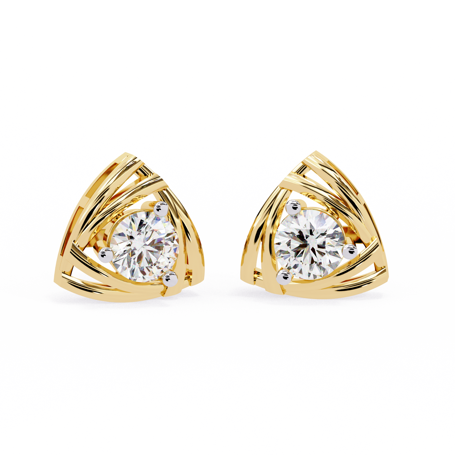 trinity geometric solitaire lab grown diamond studs