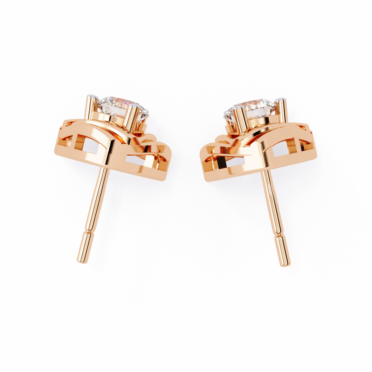 trinity geometric solitaire lab grown diamond studs