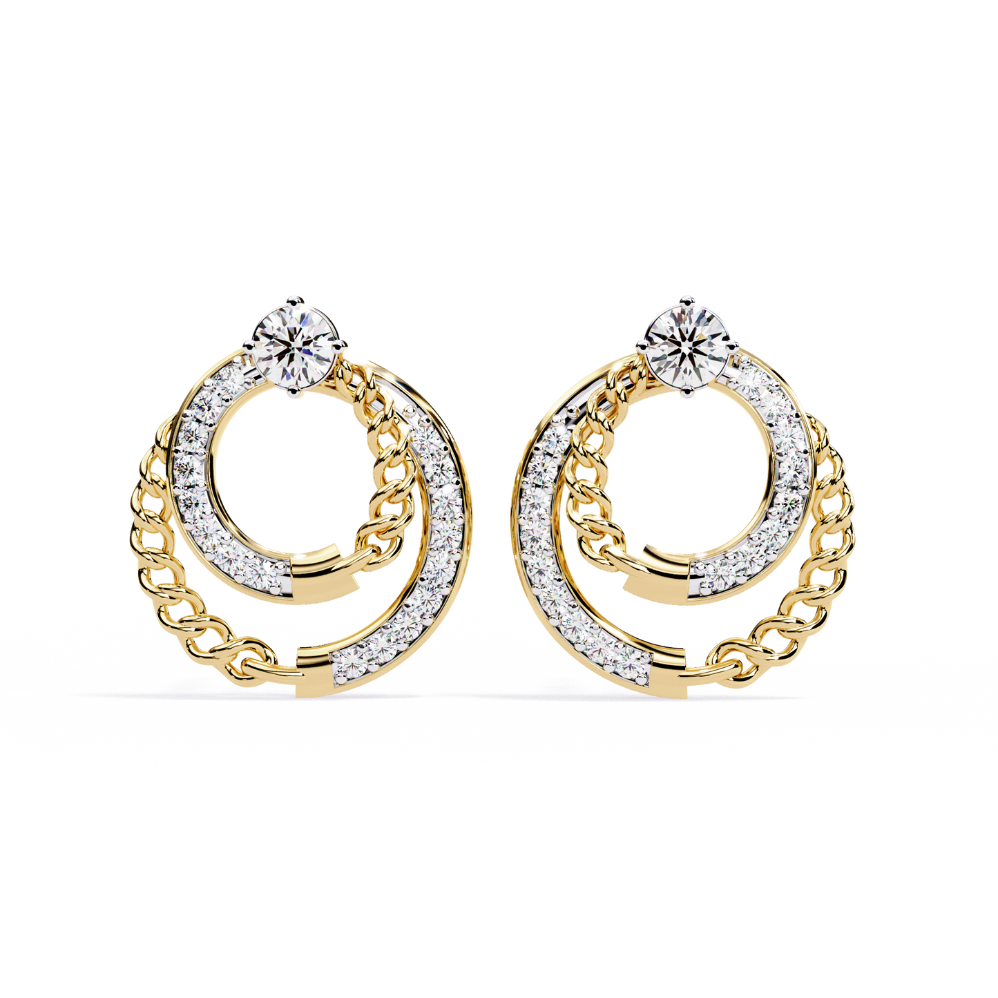 axis chain link lab grown diamond studs