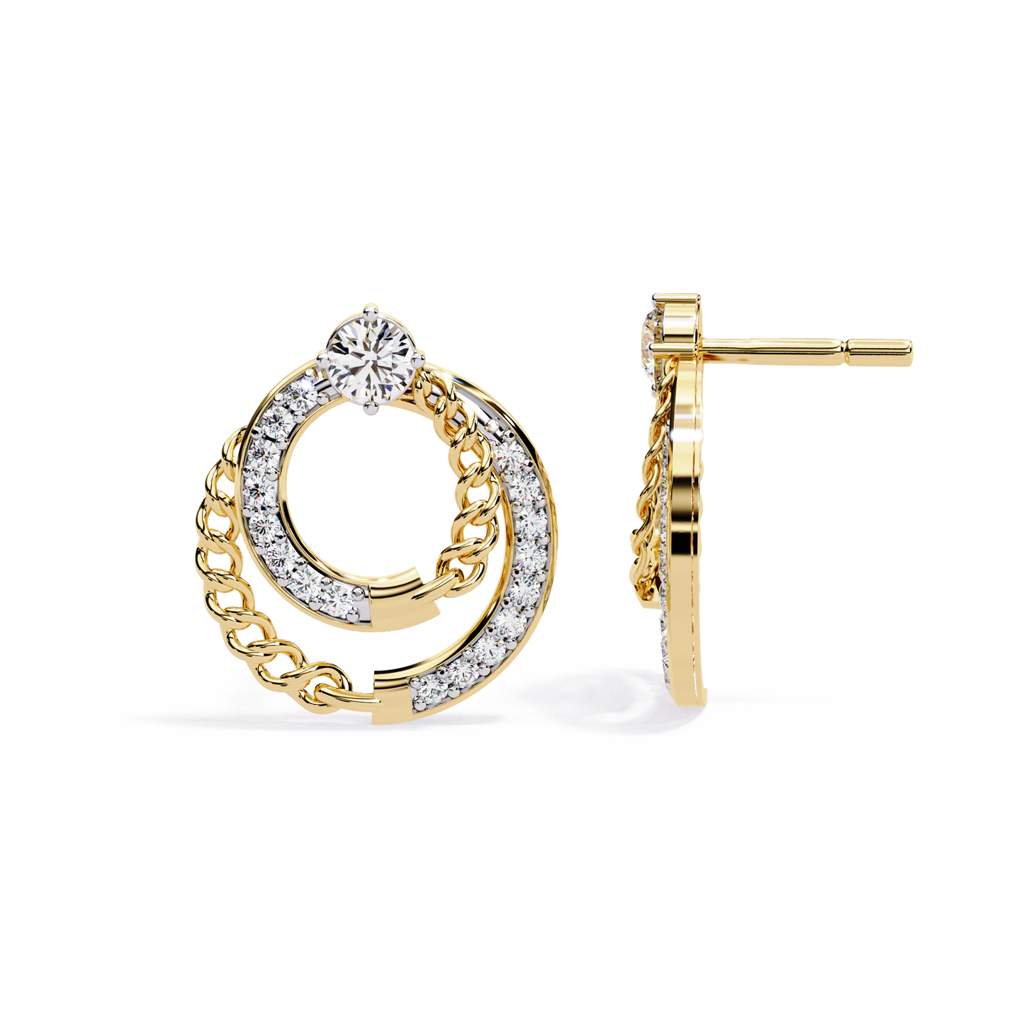 axis chain link lab grown diamond studs
