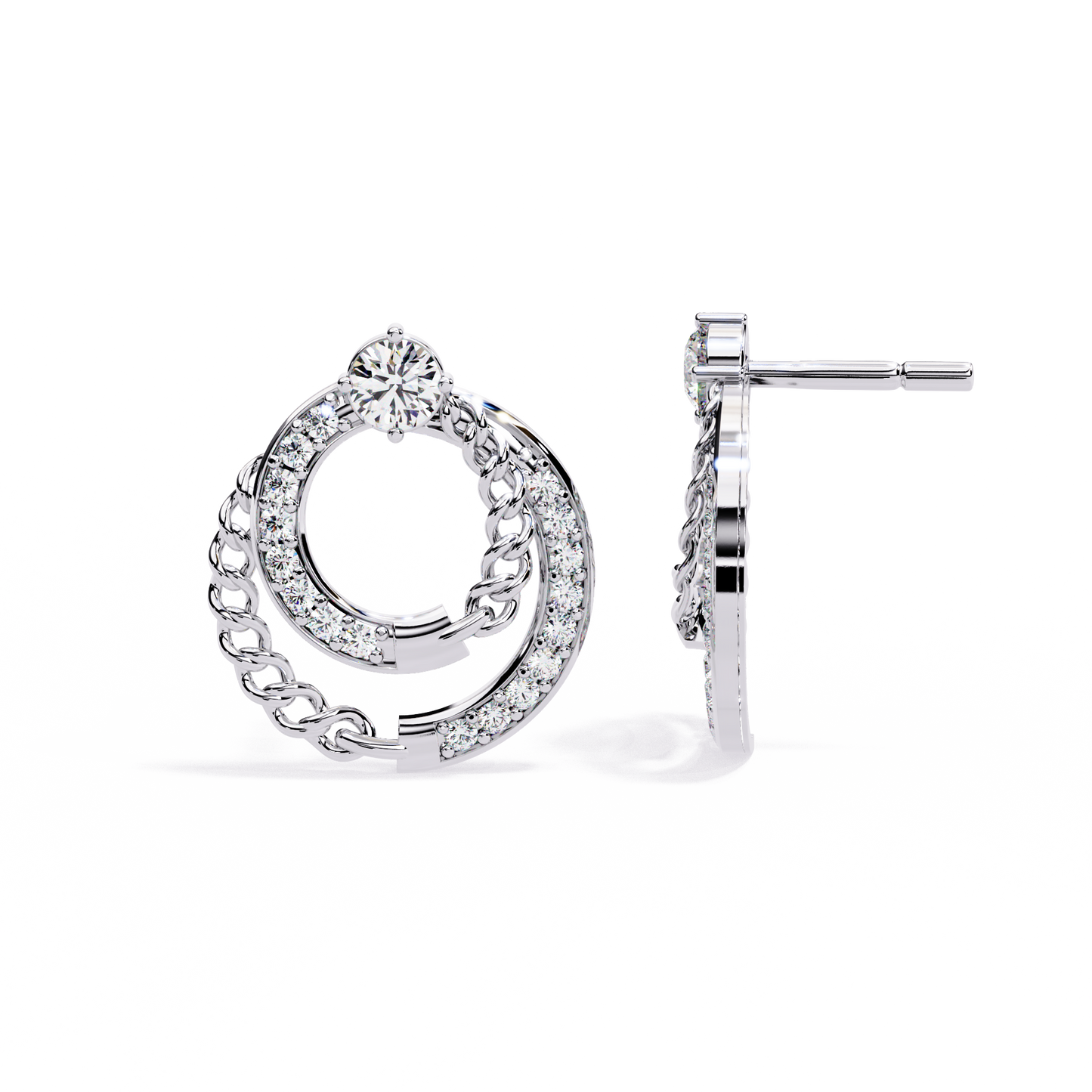 axis chain link lab grown diamond studs