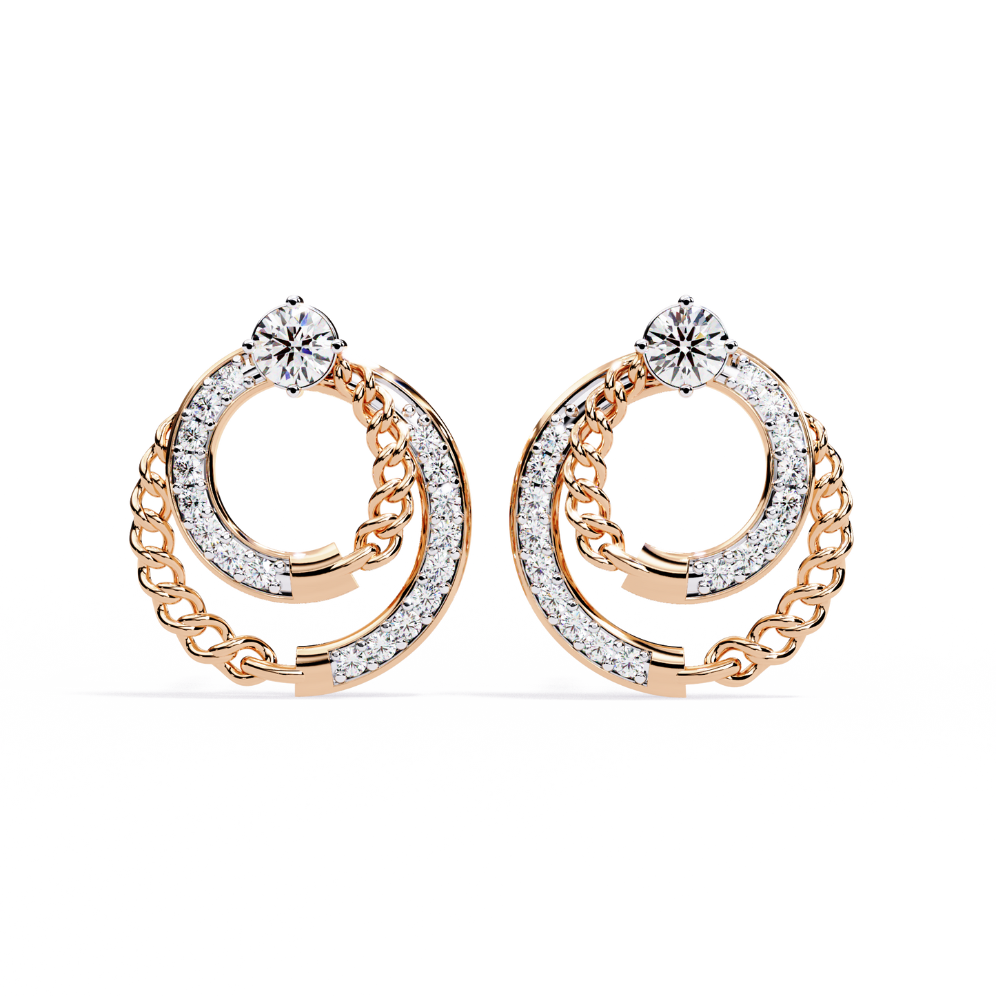 axis chain link lab grown diamond studs