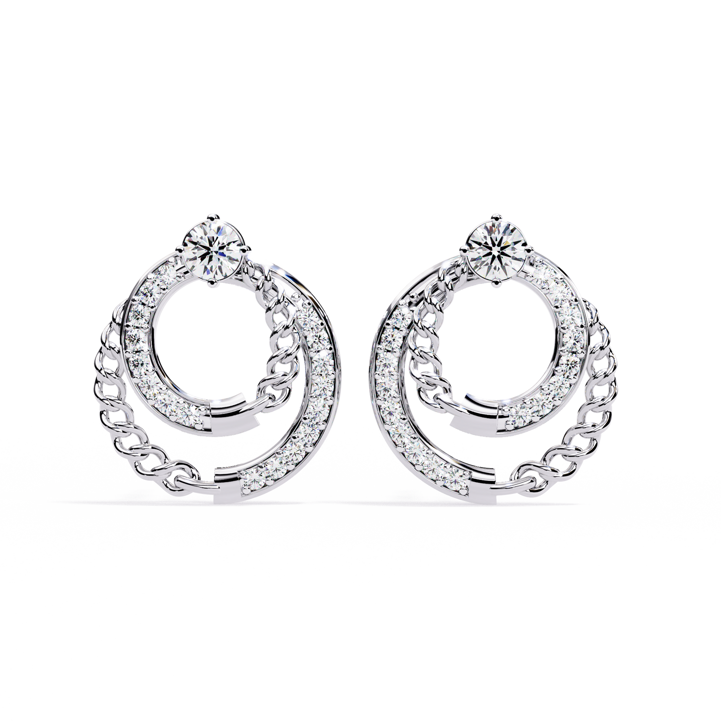 axis chain link lab grown diamond studs