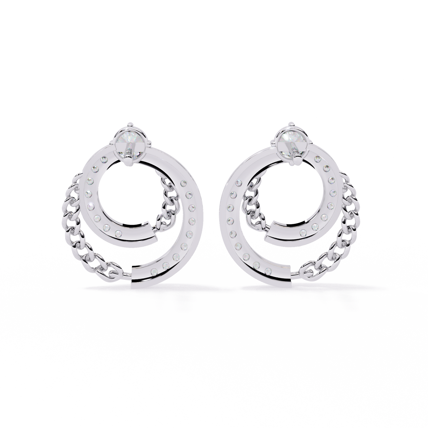 axis chain link lab grown diamond studs