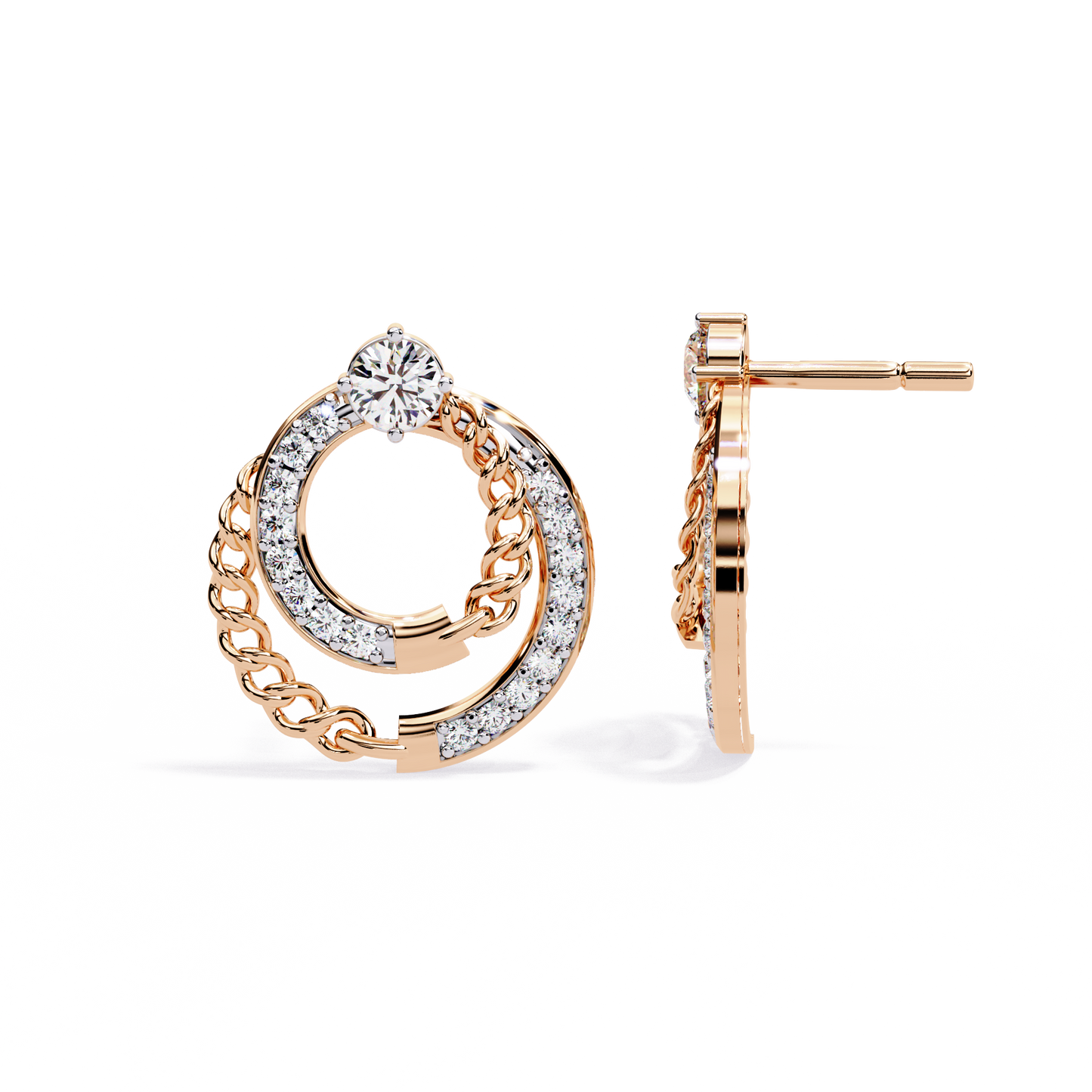 axis chain link lab grown diamond studs