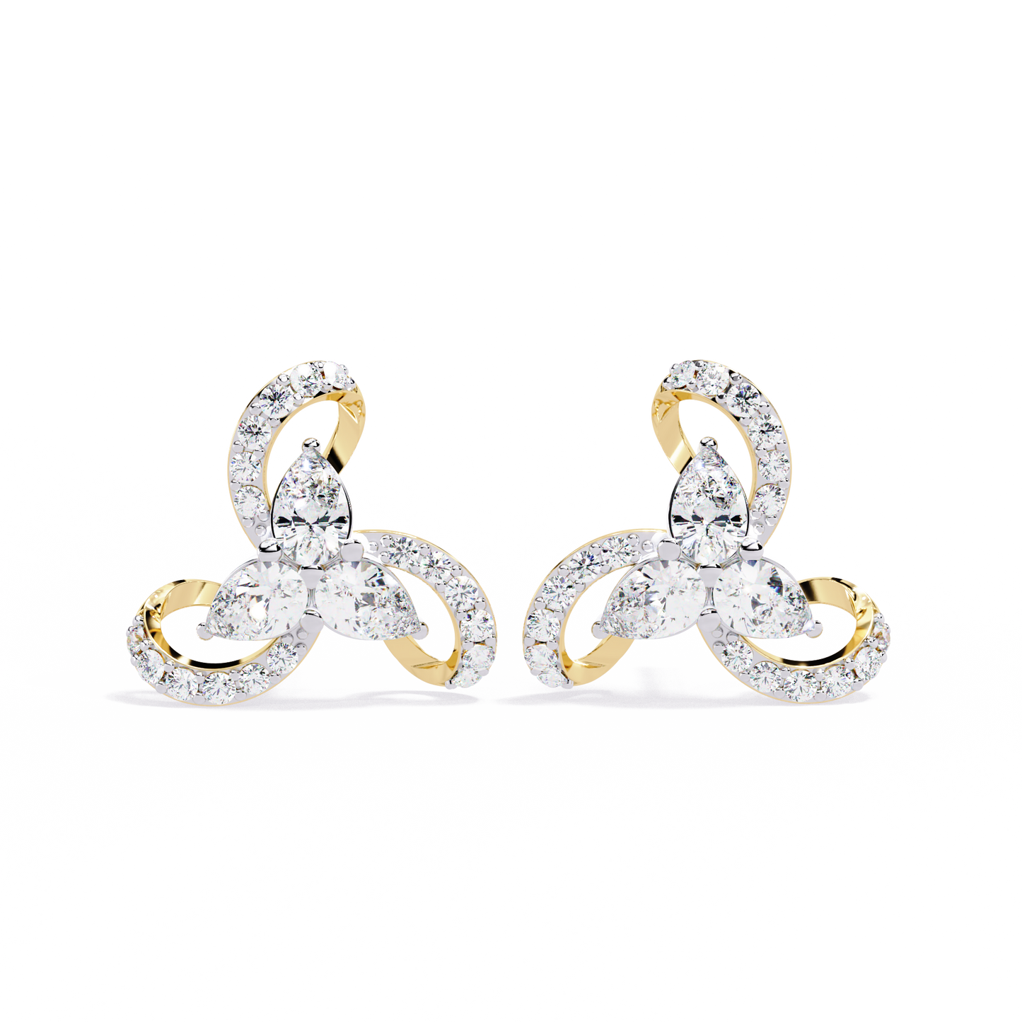 trinity swirl cluster lab grown diamond studs