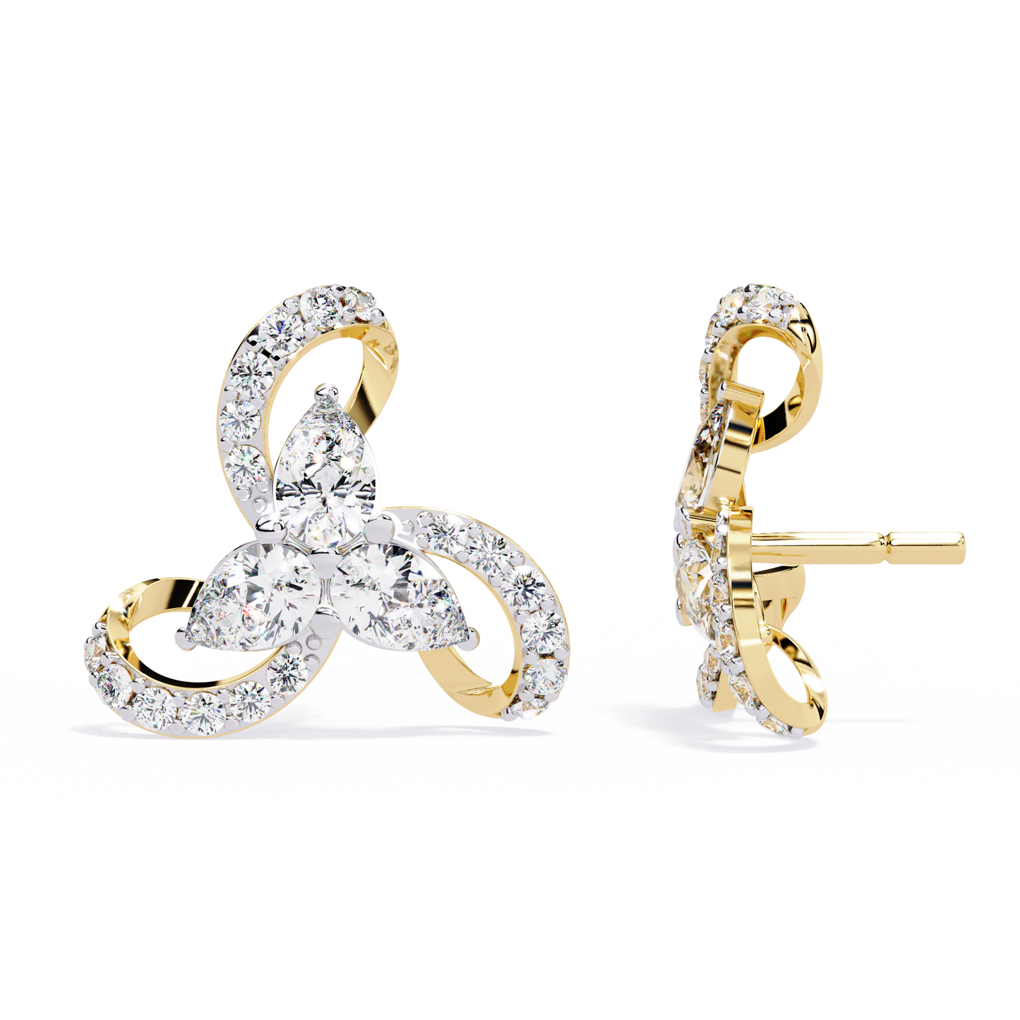 trinity swirl cluster lab grown diamond studs