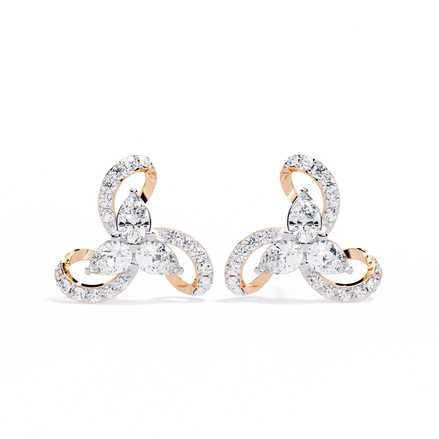 trinity swirl cluster lab grown diamond studs