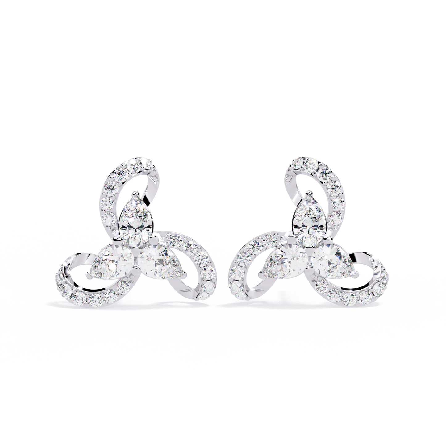 trinity swirl cluster lab grown diamond studs