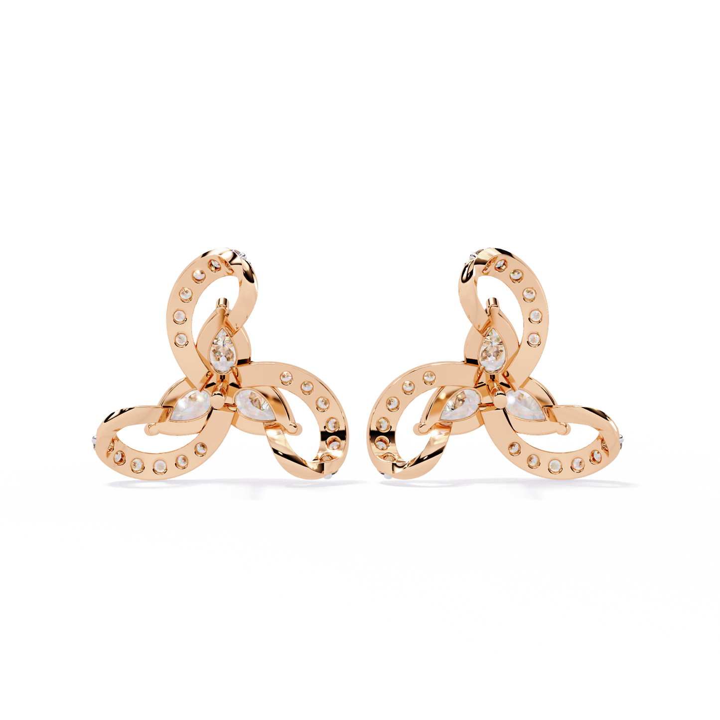 trinity swirl cluster lab grown diamond studs