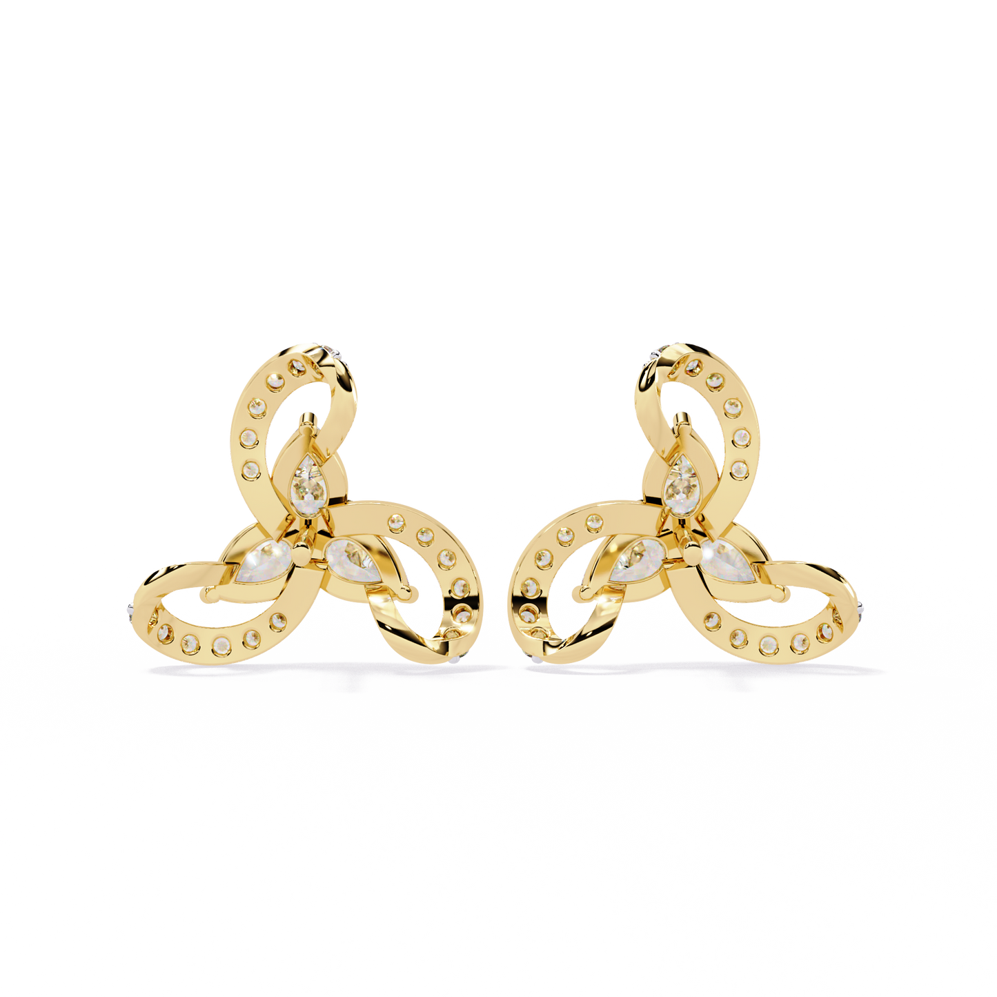 trinity swirl cluster lab grown diamond studs