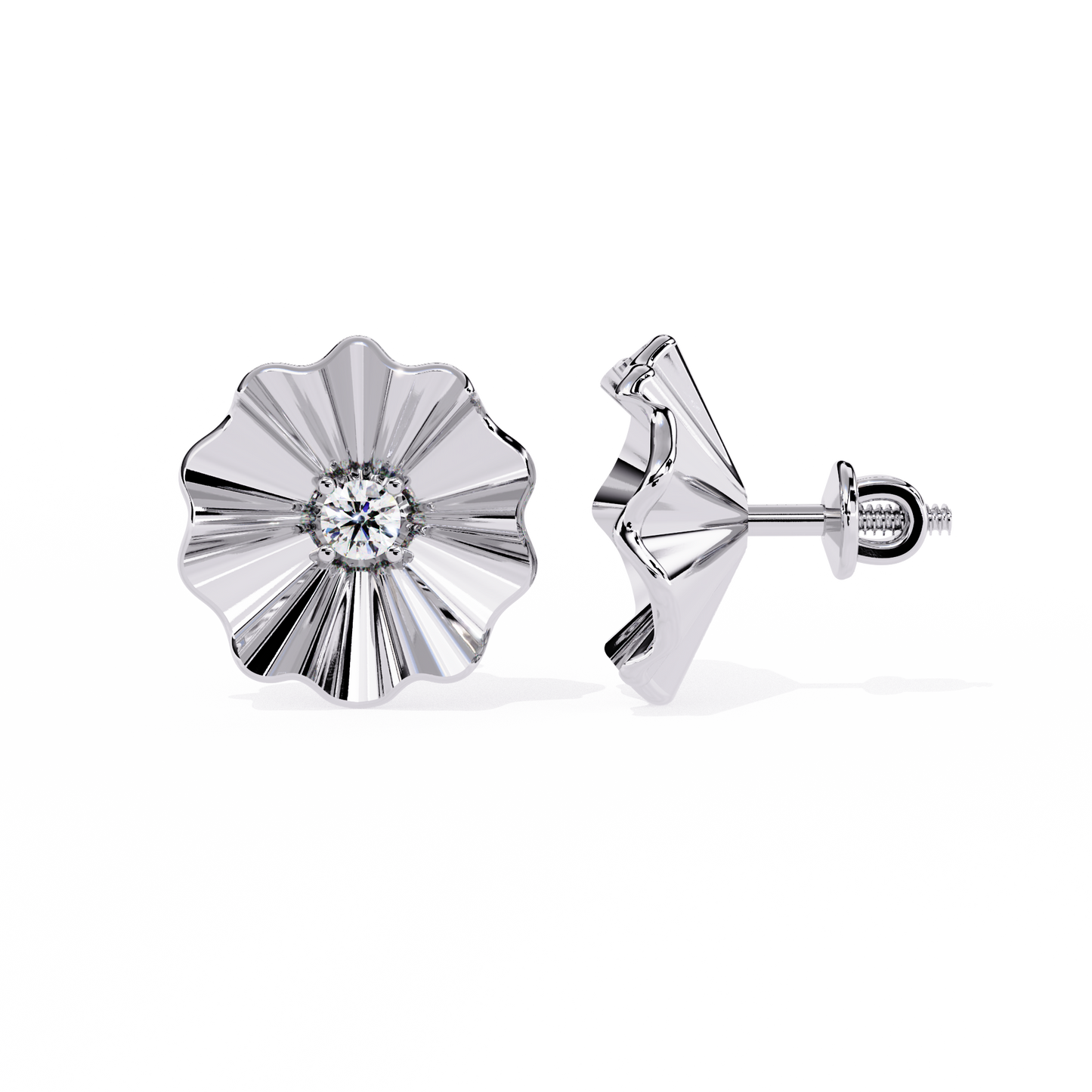 aurora fluted gold flower lab grown diamond studs