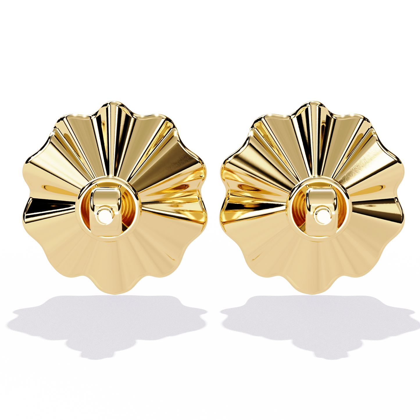 aurora fluted gold flower lab grown diamond studs