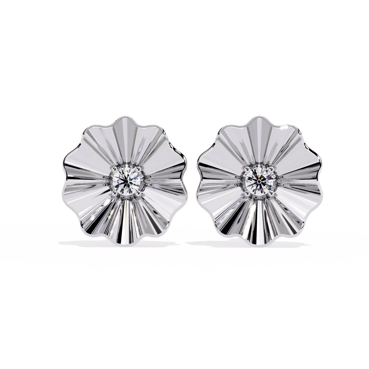 aurora fluted gold flower lab grown diamond studs