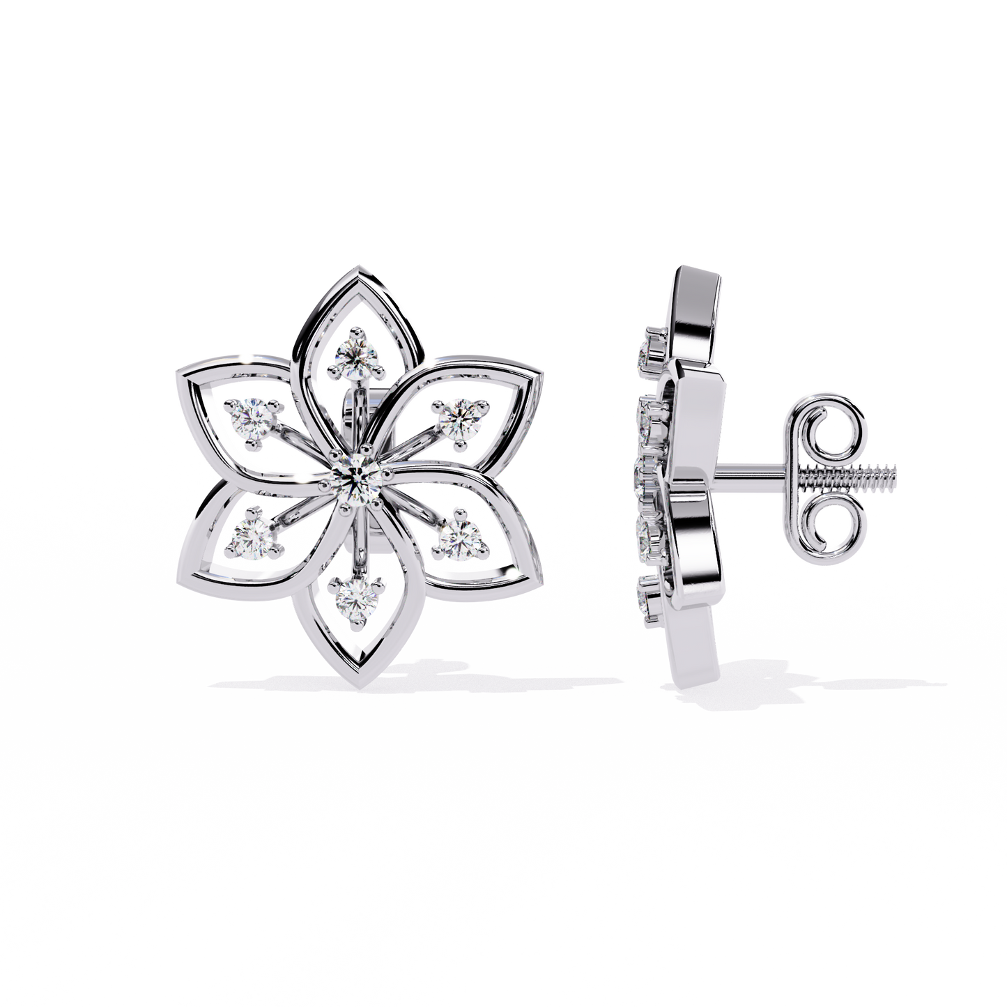 padma lotus lab grown diamond floral studs