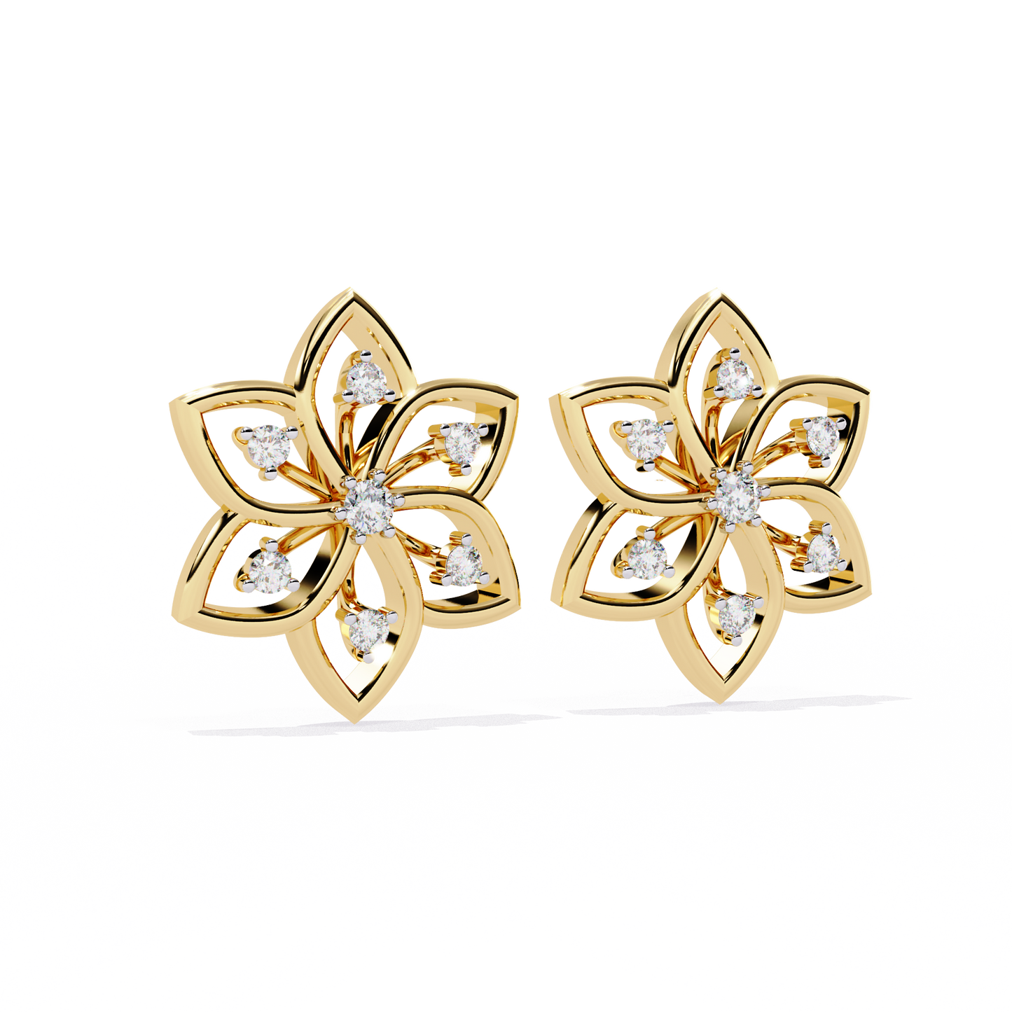 padma lotus lab grown diamond floral studs