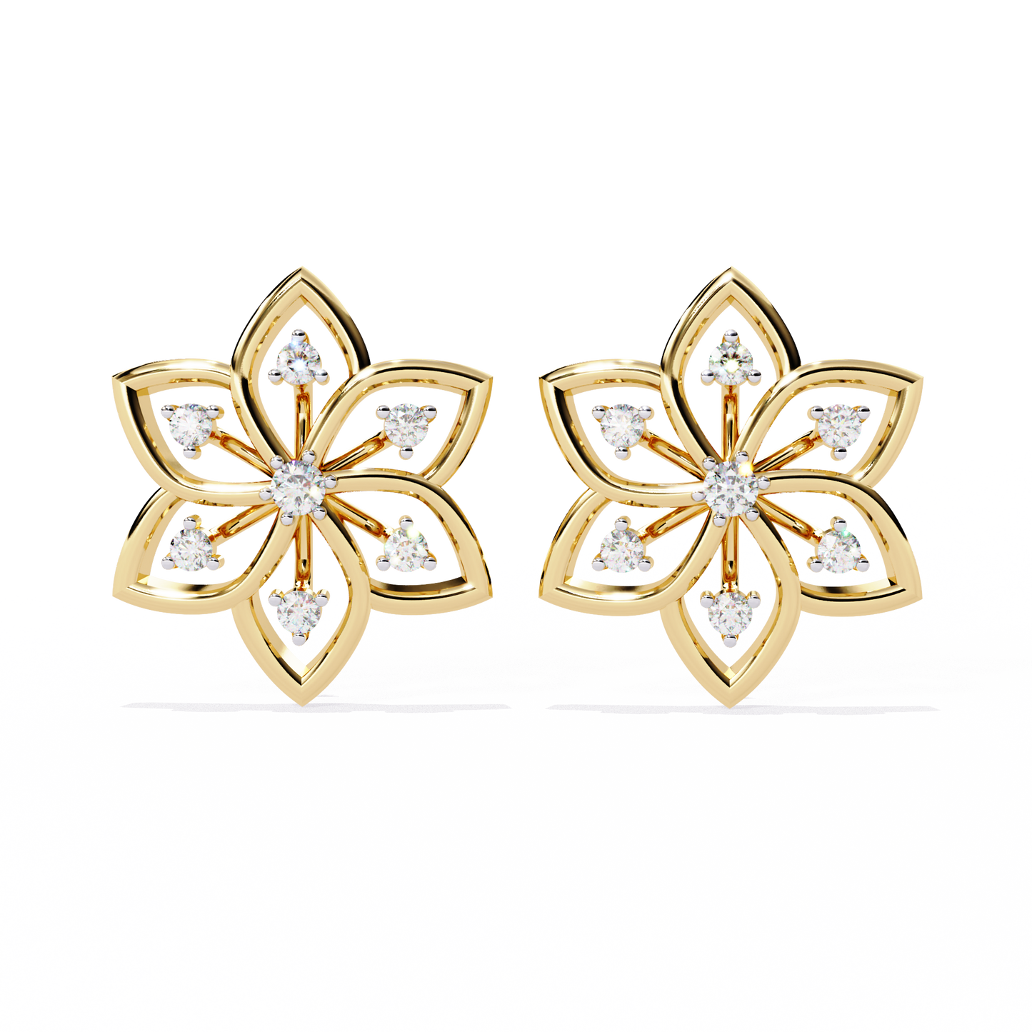 padma lotus lab grown diamond floral studs