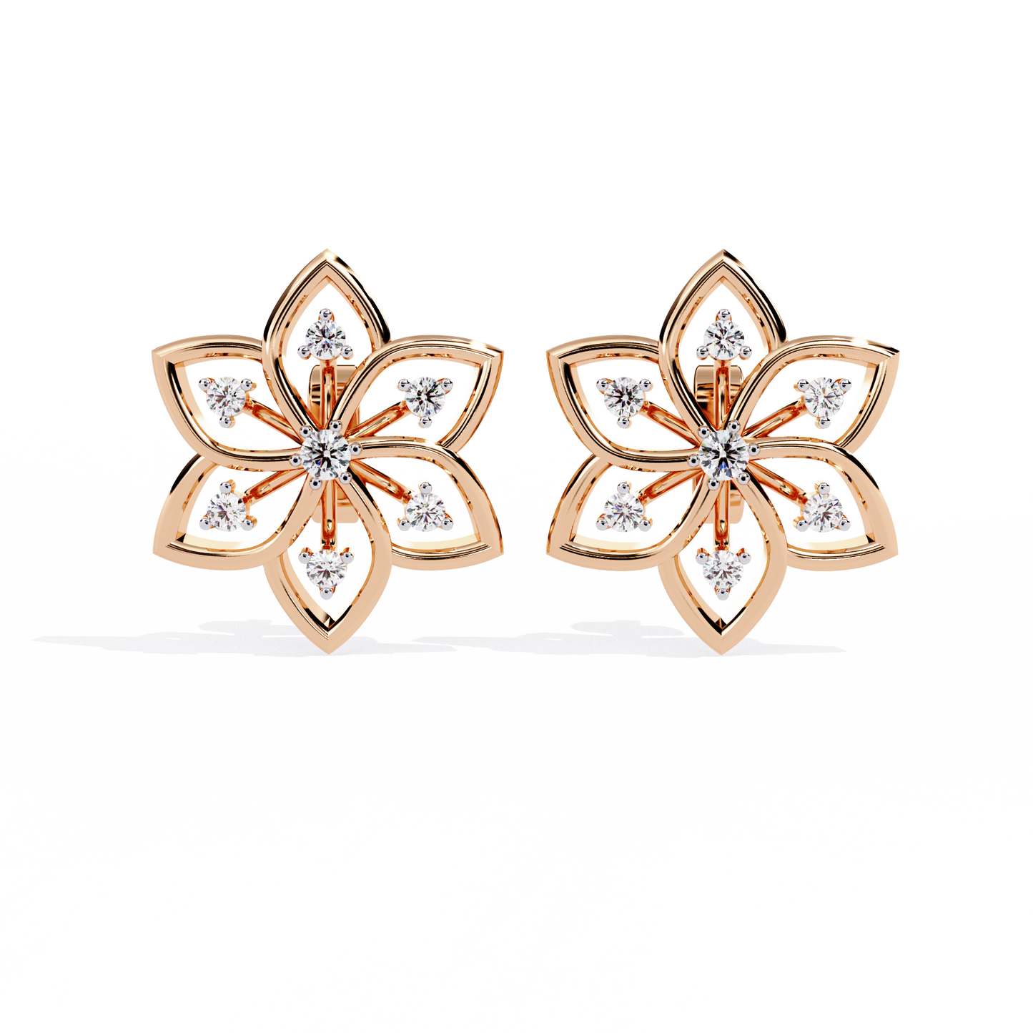 padma lotus lab grown diamond floral studs