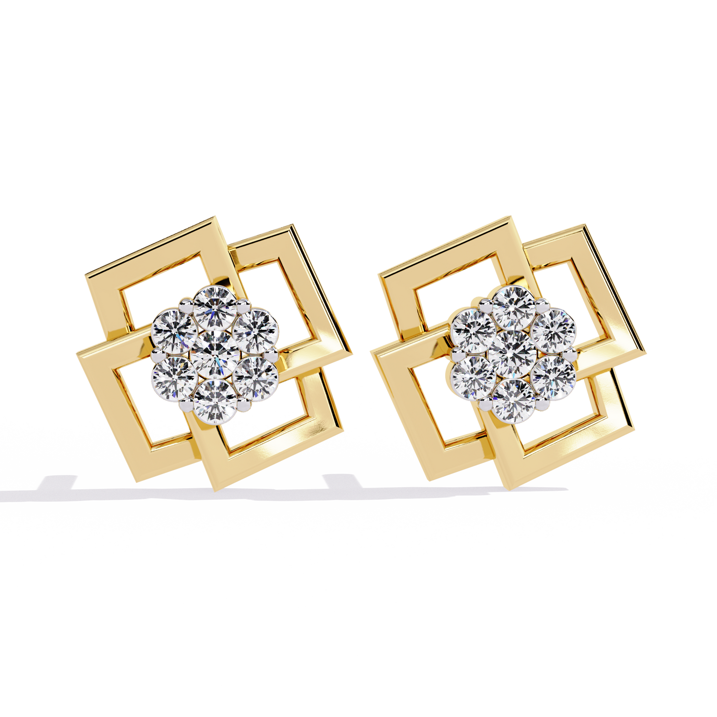 matrix geometric cluster lab grown diamond studs