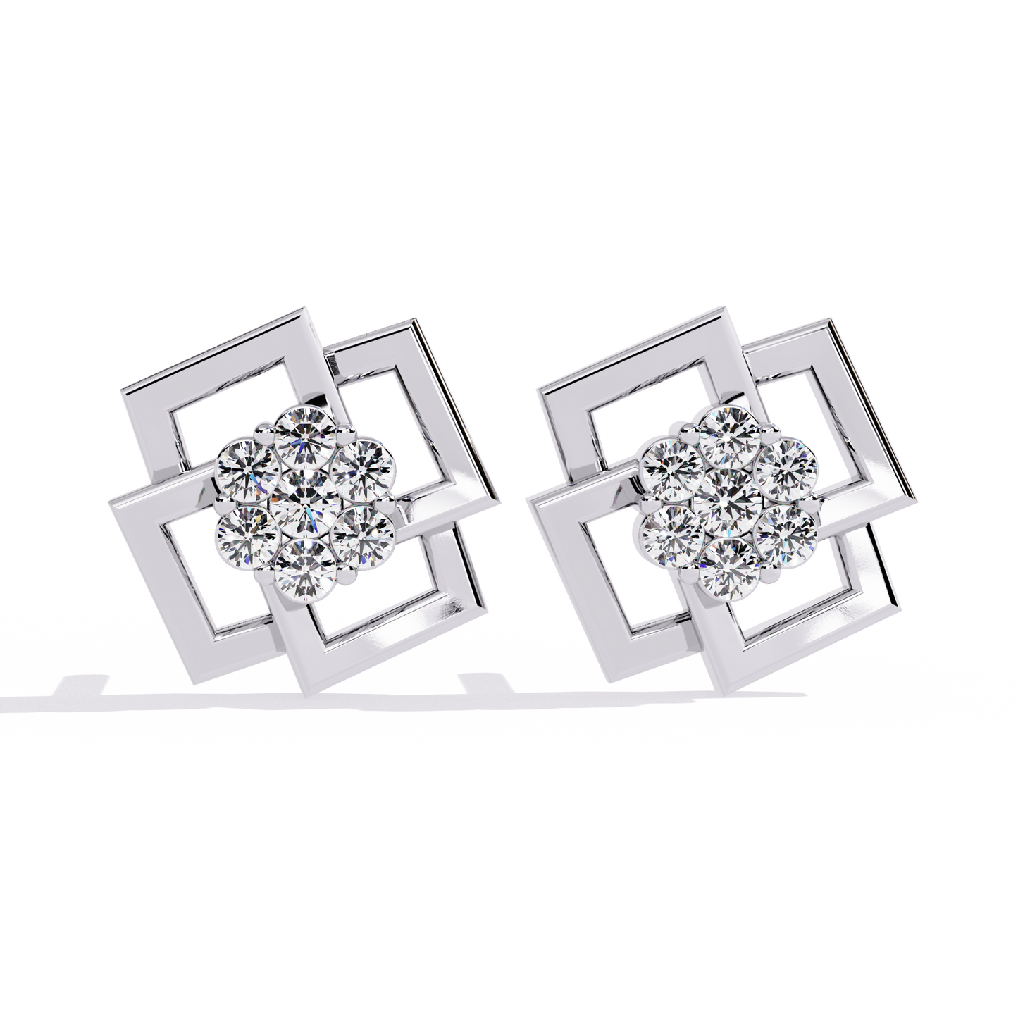 matrix geometric cluster lab grown diamond studs
