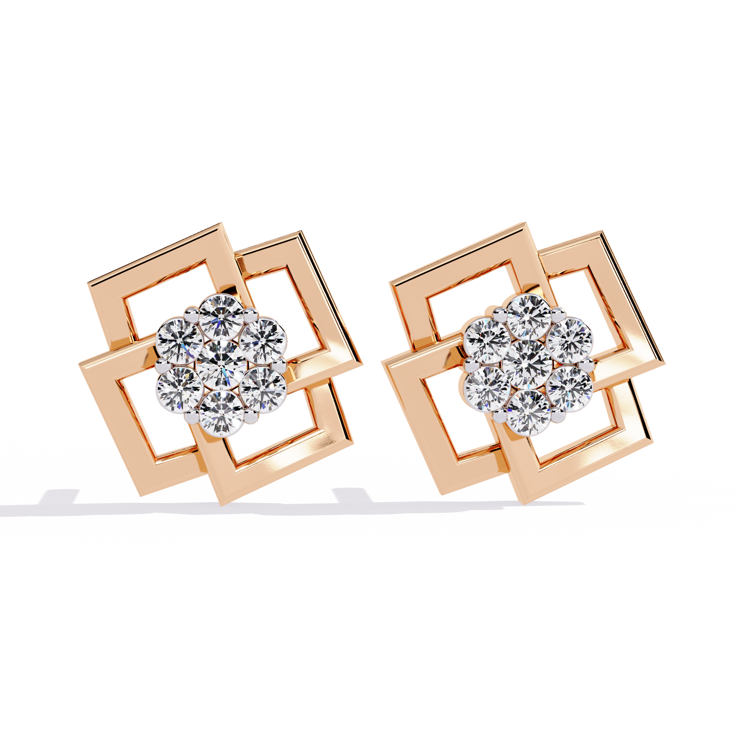 matrix geometric cluster lab grown diamond studs
