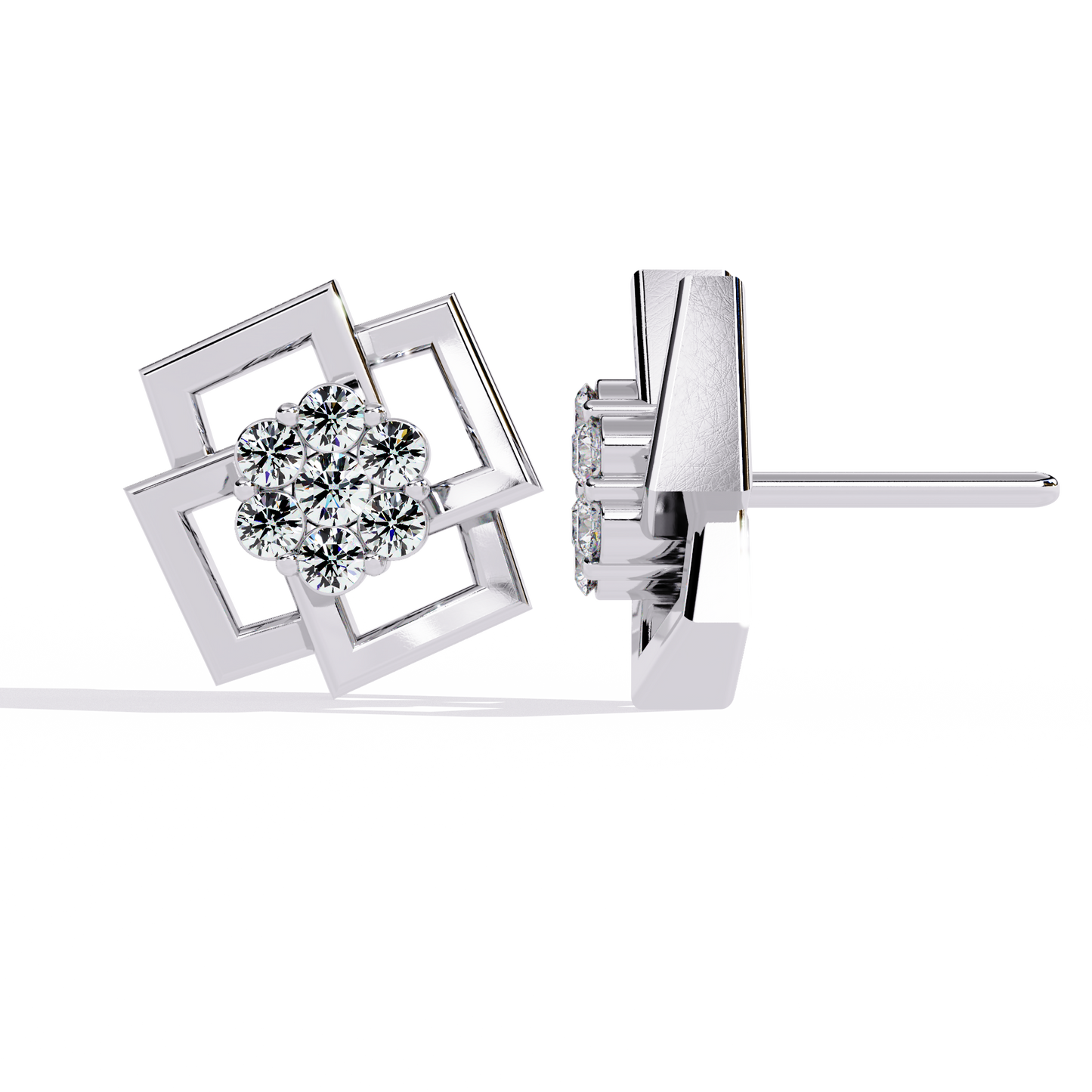matrix geometric cluster lab grown diamond studs