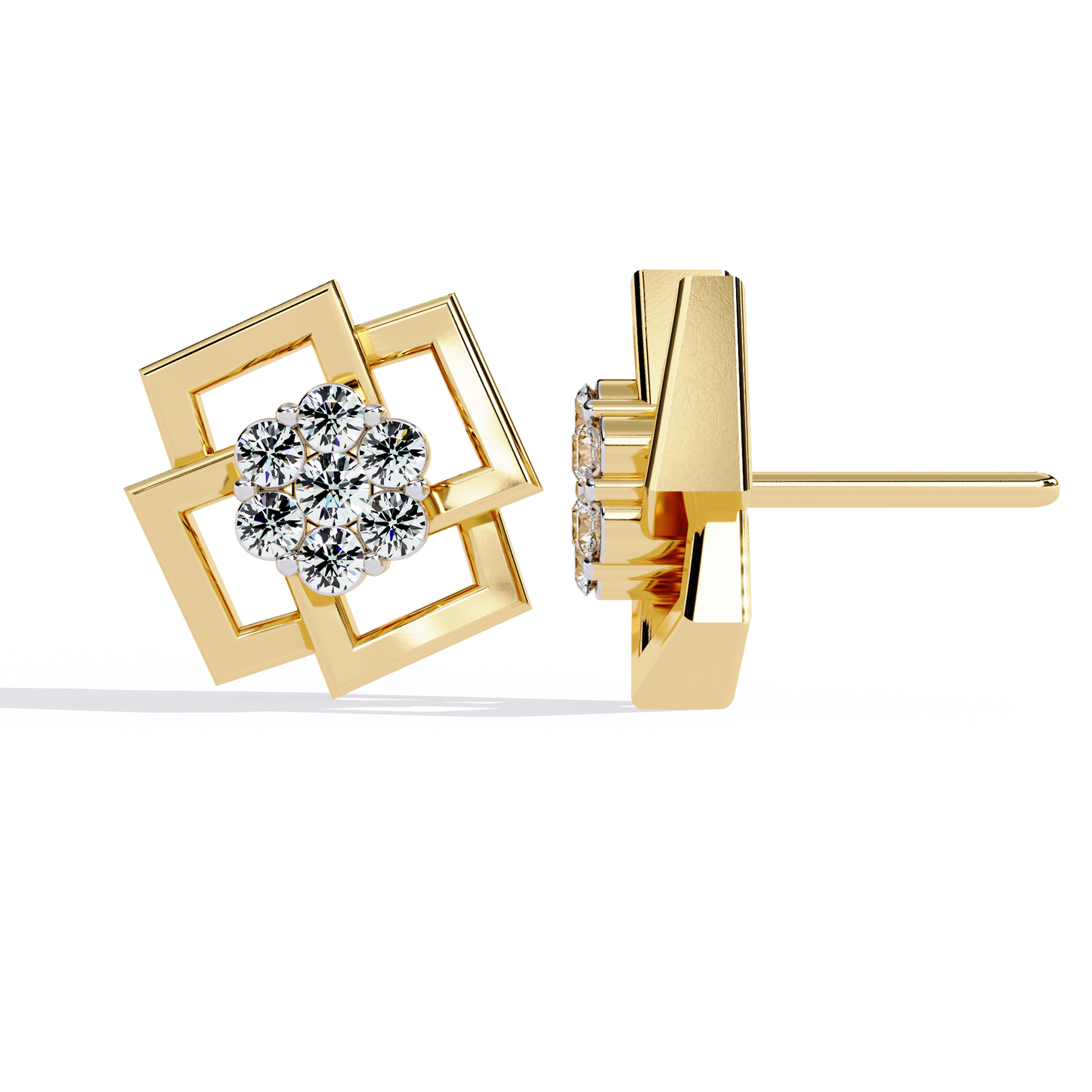 matrix geometric cluster lab grown diamond studs