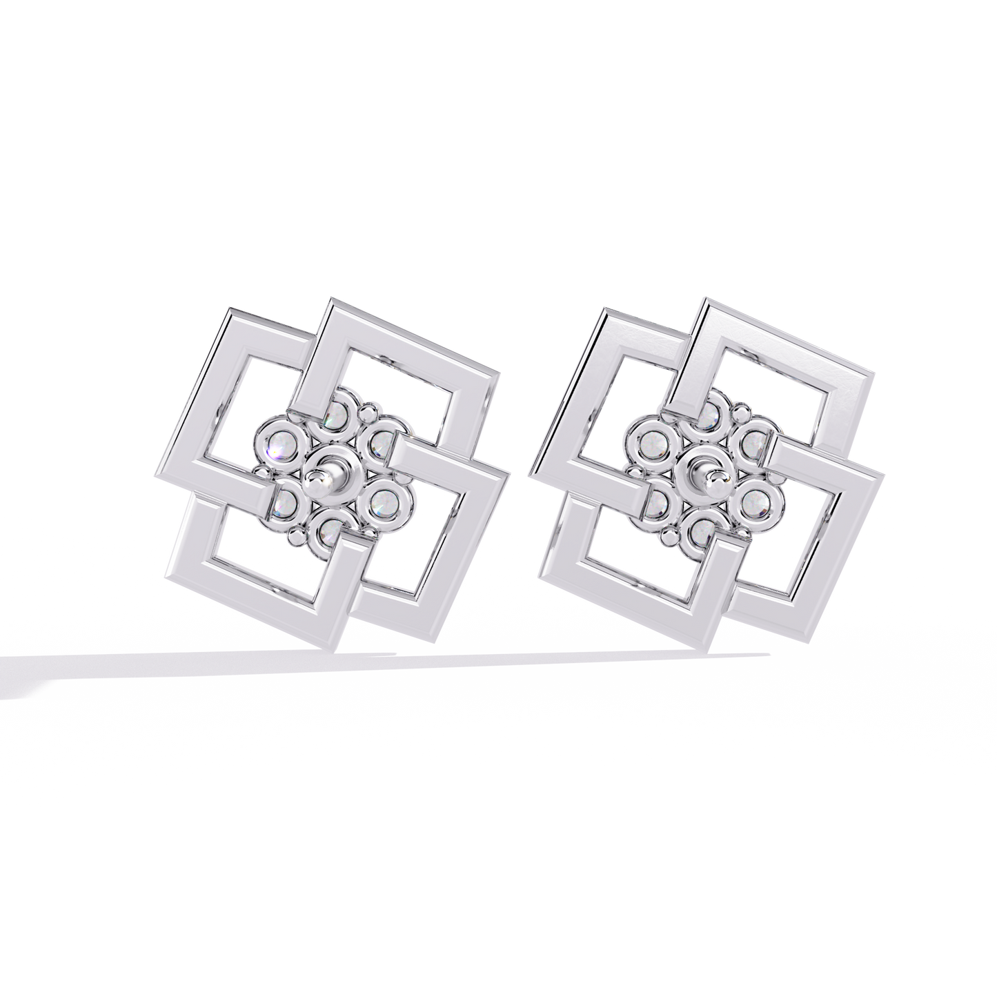 matrix geometric cluster lab grown diamond studs