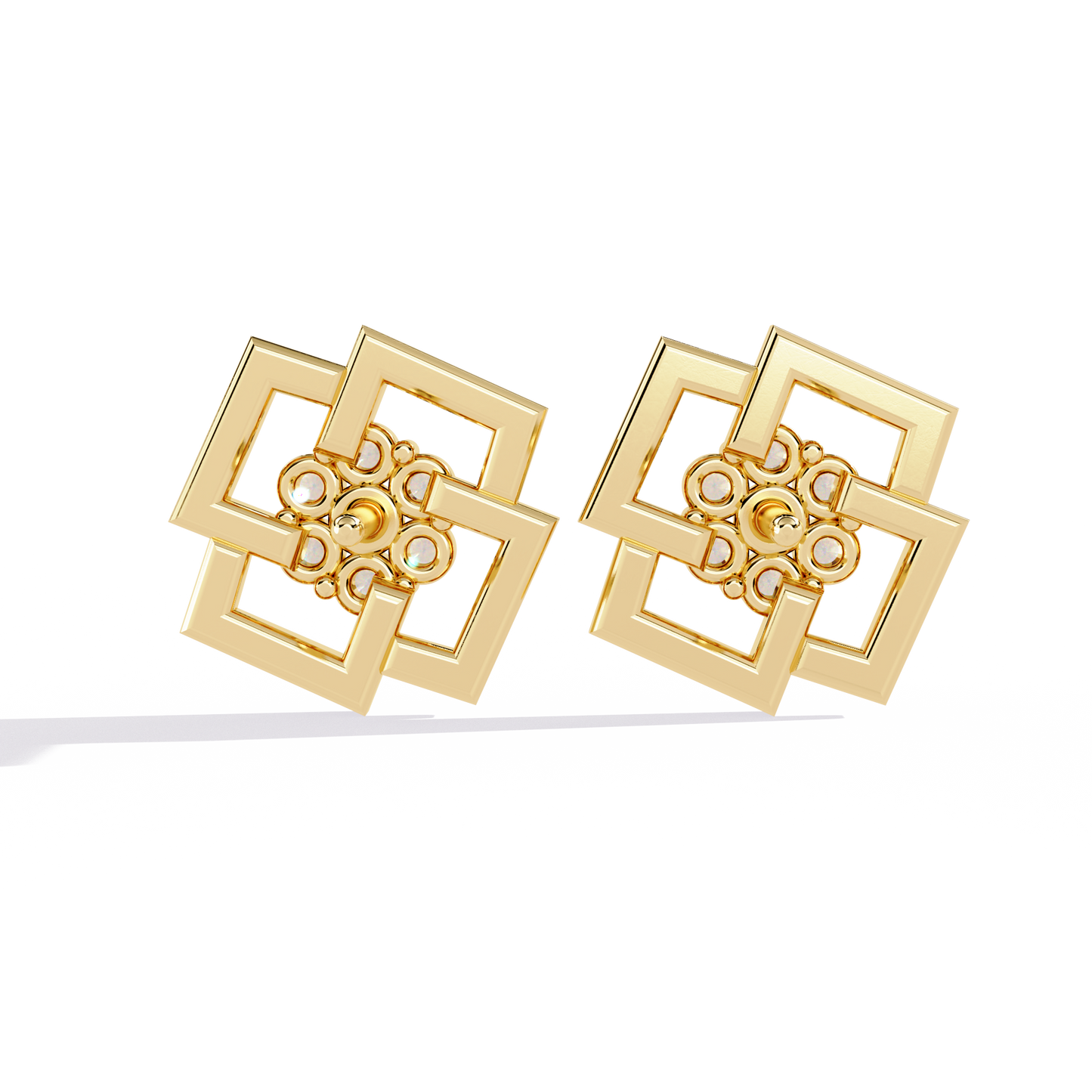 matrix geometric cluster lab grown diamond studs