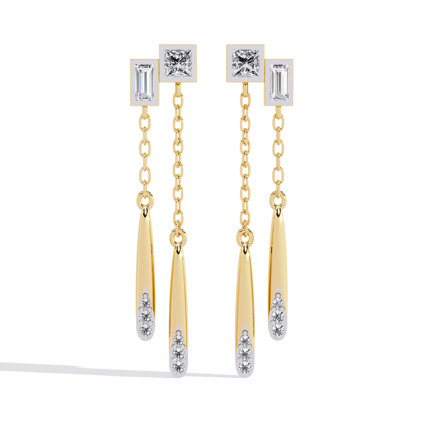 cosmo geometric chain drop lab grown diamond earrings