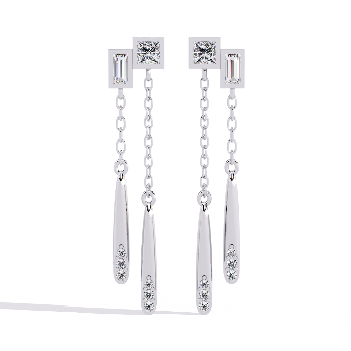 cosmo geometric chain drop lab grown diamond earrings
