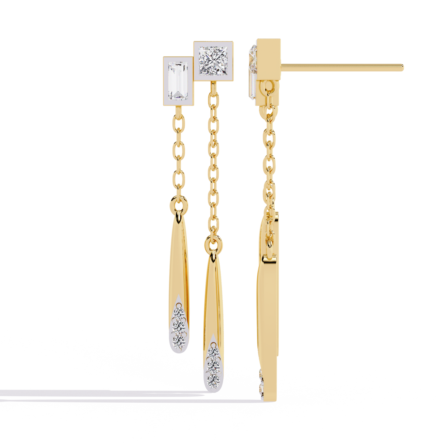 cosmo geometric chain drop lab grown diamond earrings