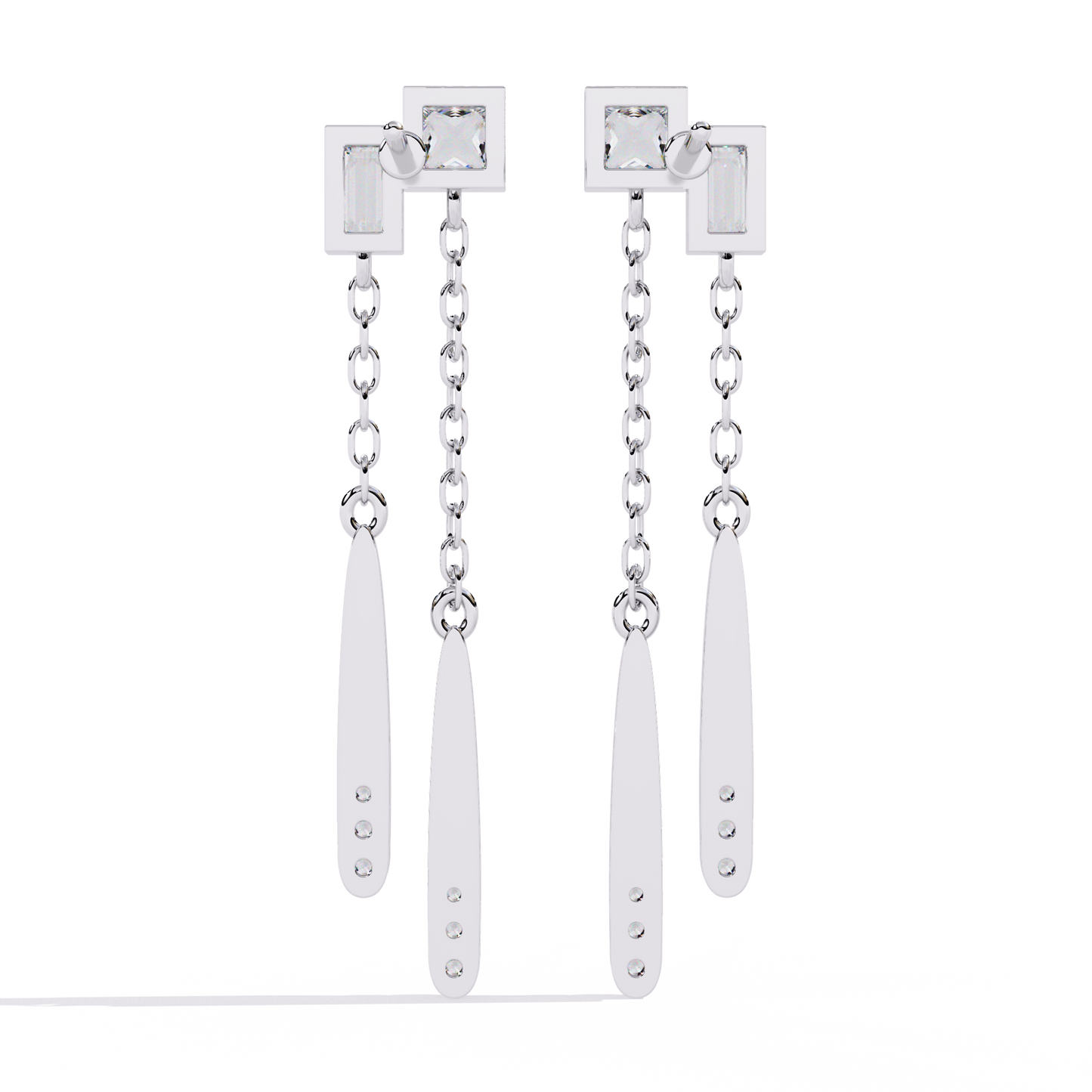 cosmo geometric chain drop lab grown diamond earrings