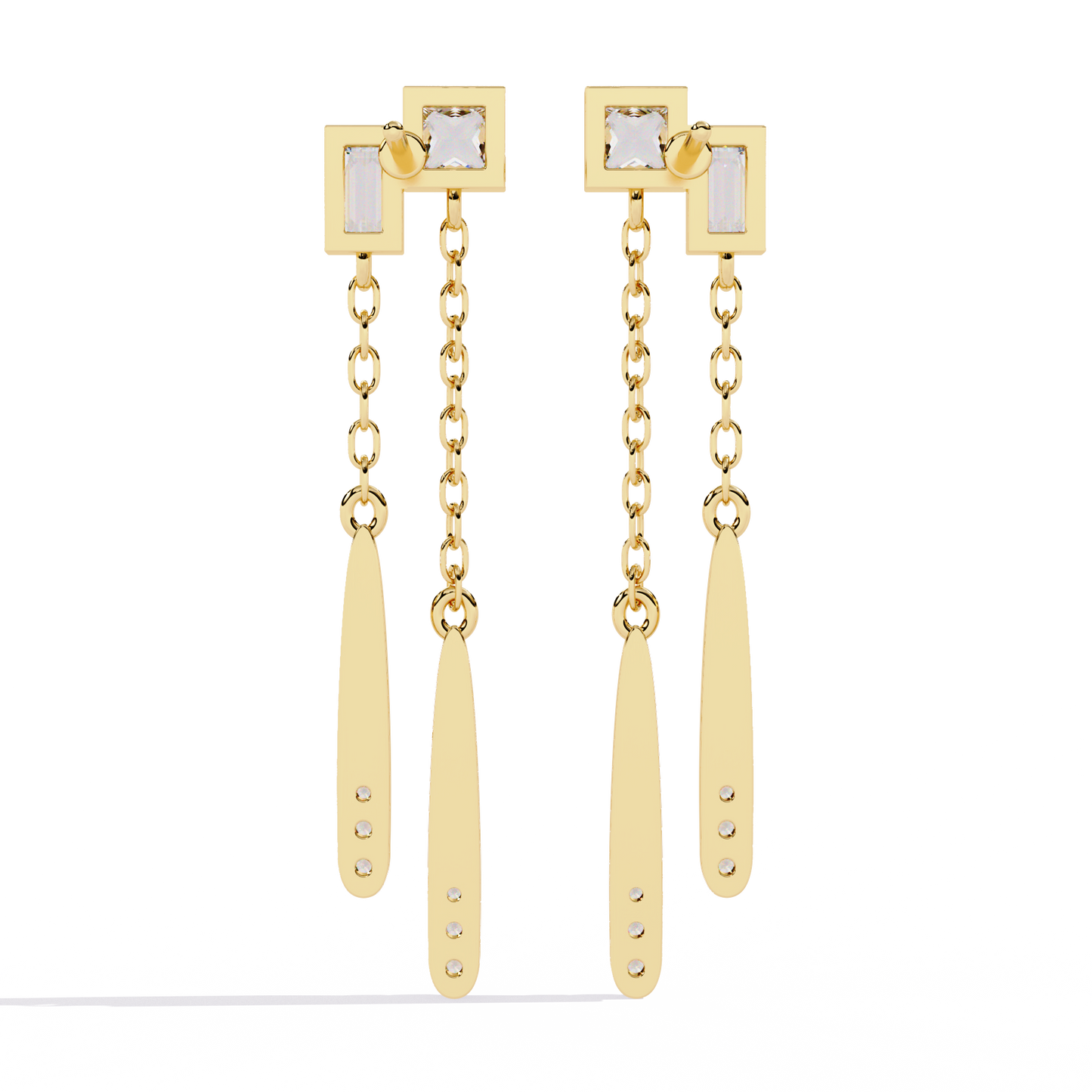 cosmo geometric chain drop lab grown diamond earrings
